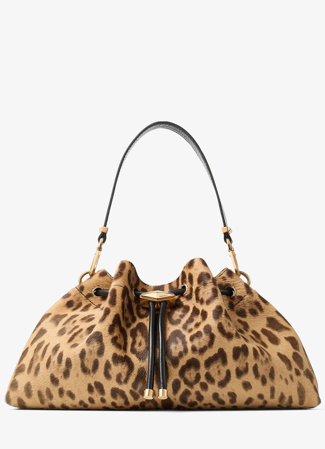 Jimmy Choo Cinch M schoudertas van kalfsleer met ponyhair - voorkant 6 bruin