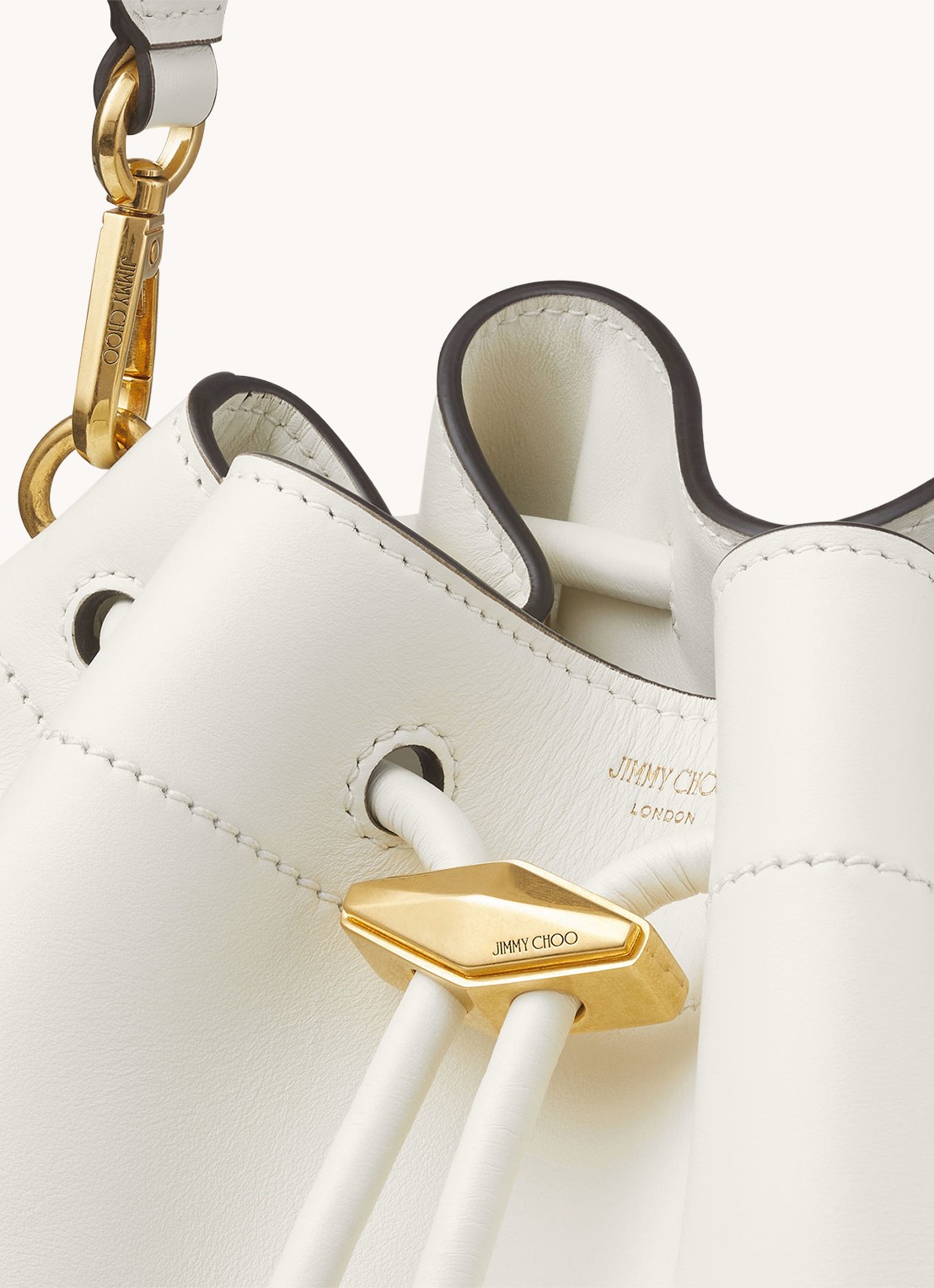 Jimmy Choo Cinch M schoudertas van kalfsleer - detail 2 wit