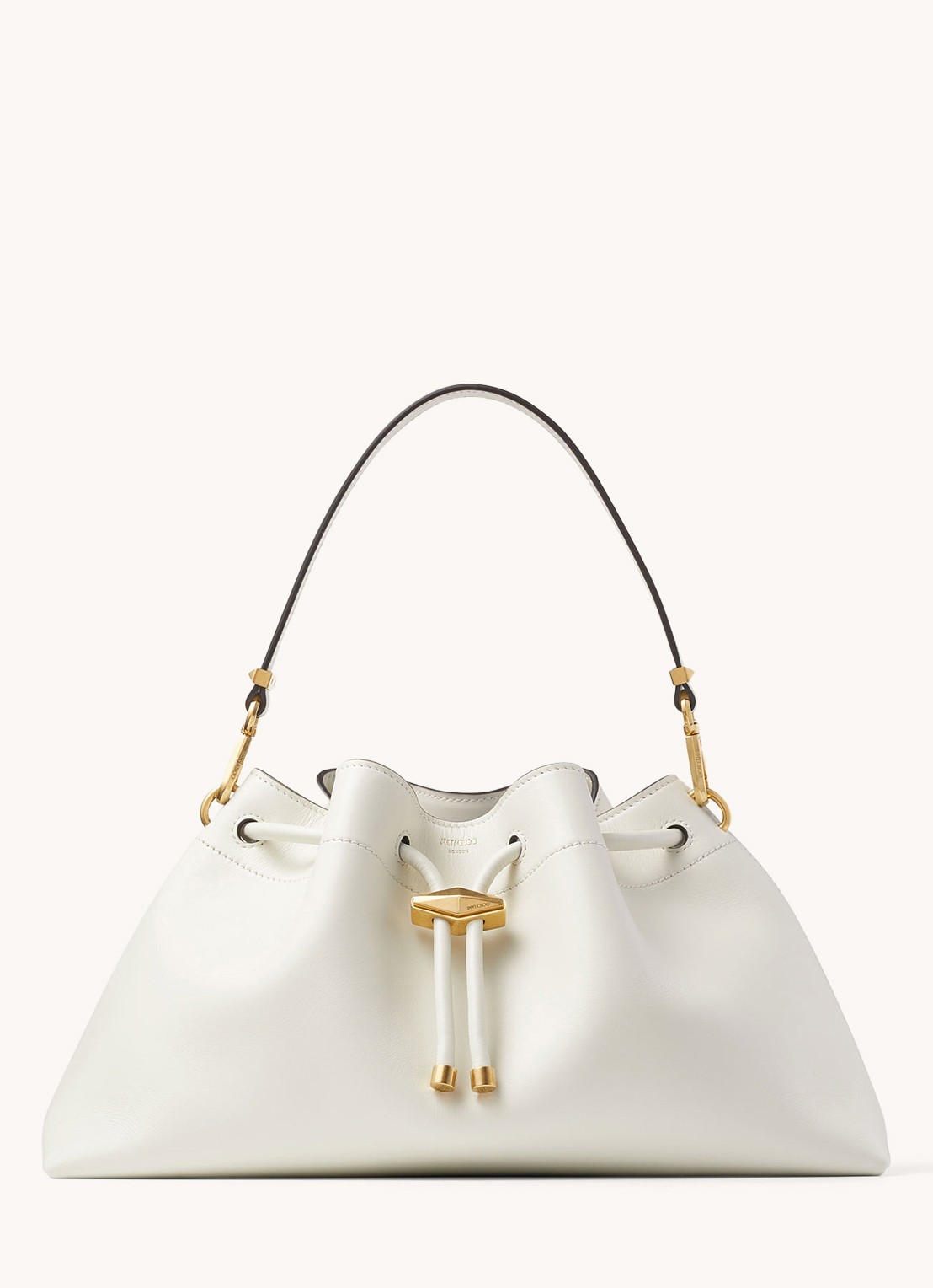 Jimmy Choo Cinch M schoudertas van kalfsleer - voorkant 5 wit