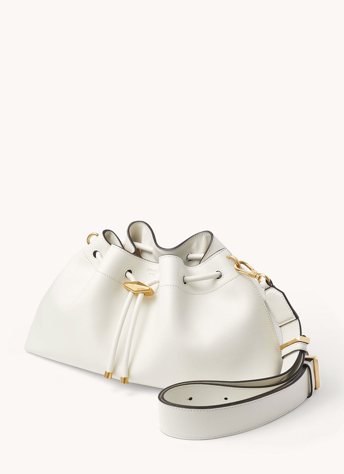 Jimmy Choo Cinch M schoudertas van kalfsleer - voorkant 6 wit