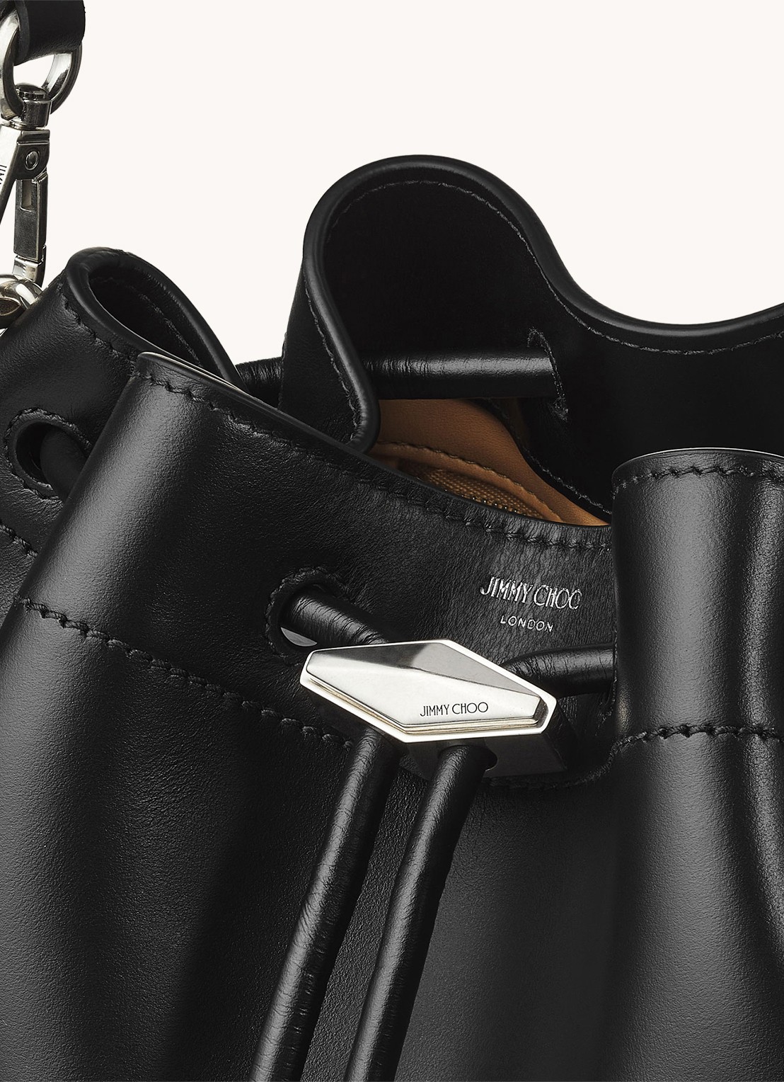Jimmy Choo Cinch M schoudertas van kalfsleer - detail 2 zwart