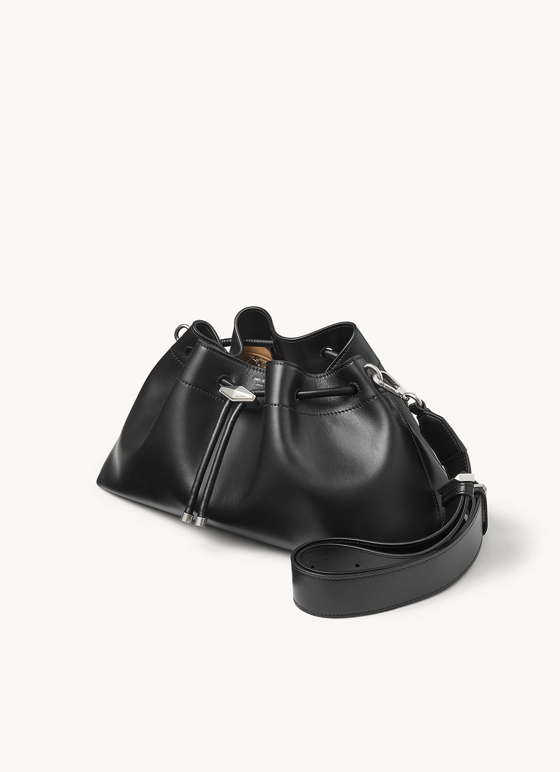 Jimmy Choo Cinch M schoudertas van kalfsleer - voorkant 6 zwart