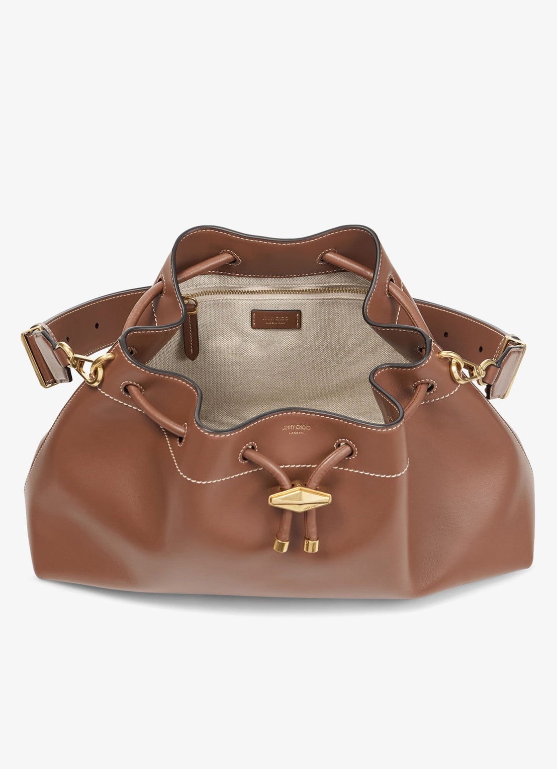 Jimmy Choo Cinch M schoudertas van kalfsleer - detail bruin
