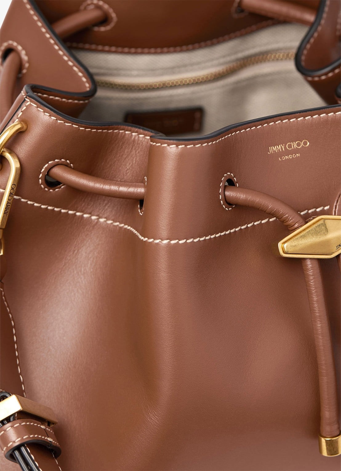 Jimmy Choo Cinch M schoudertas van kalfsleer - detail 2 bruin