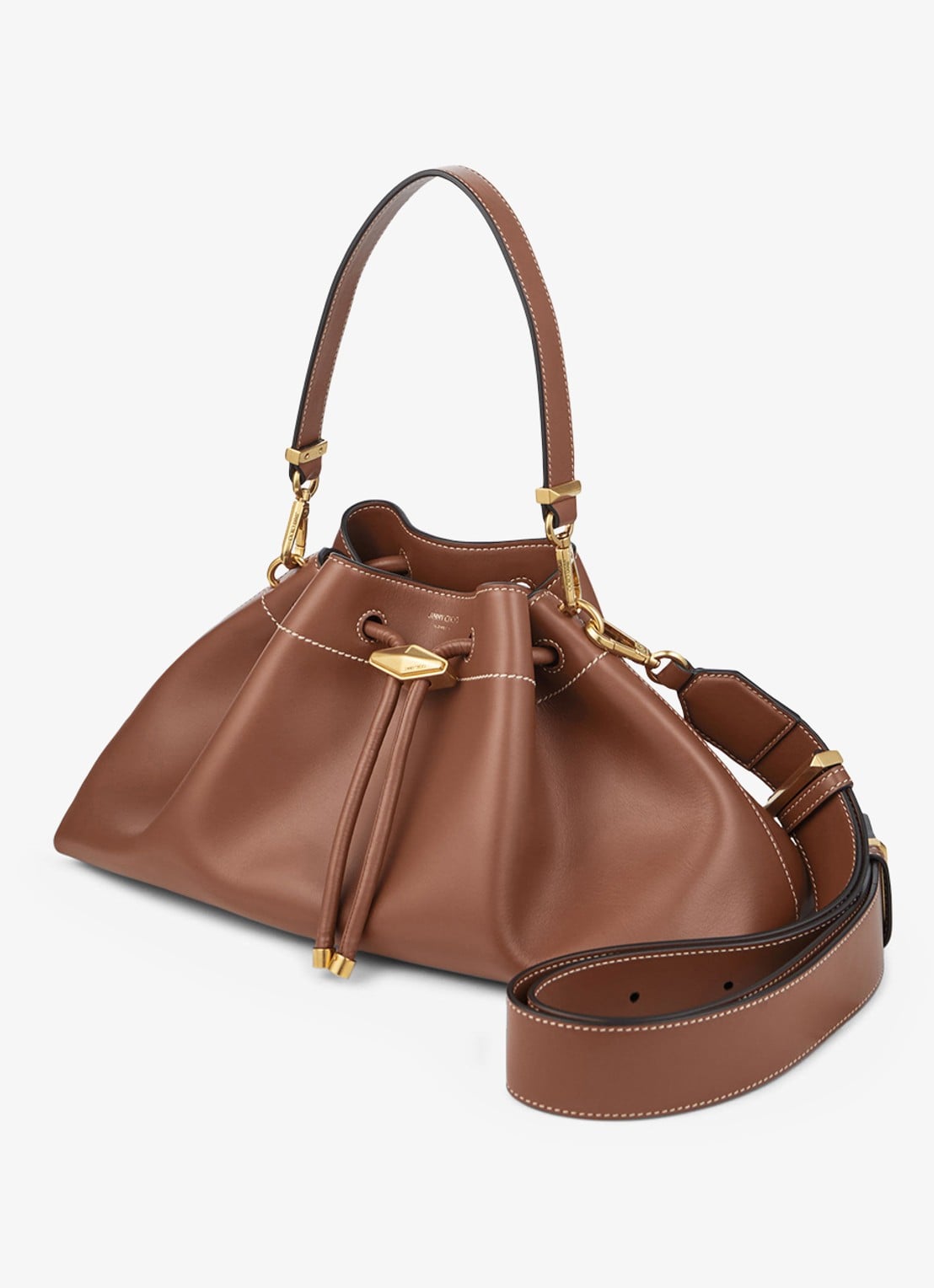 Jimmy Choo Cinch M schoudertas van kalfsleer - voorkant 6 bruin