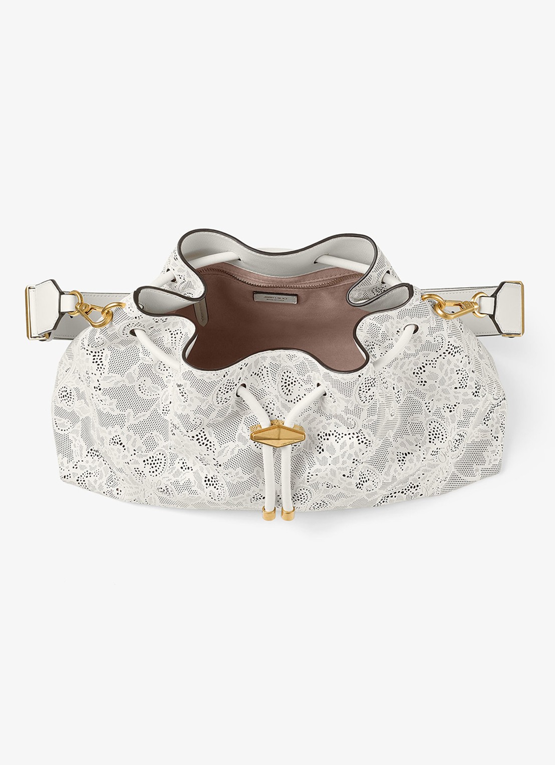 Jimmy Choo Cinch M schoudertas van kalfsleer - detail wit