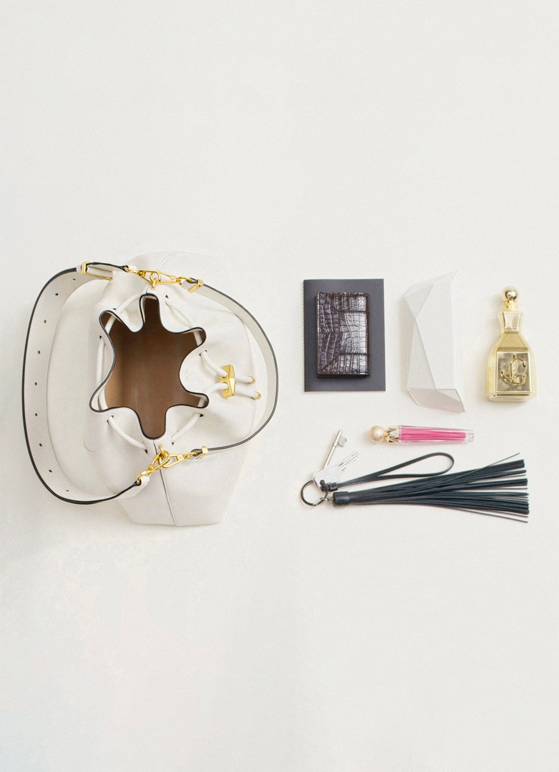 Jimmy Choo Cinch M schoudertas van kalfsleer - detail 4 wit