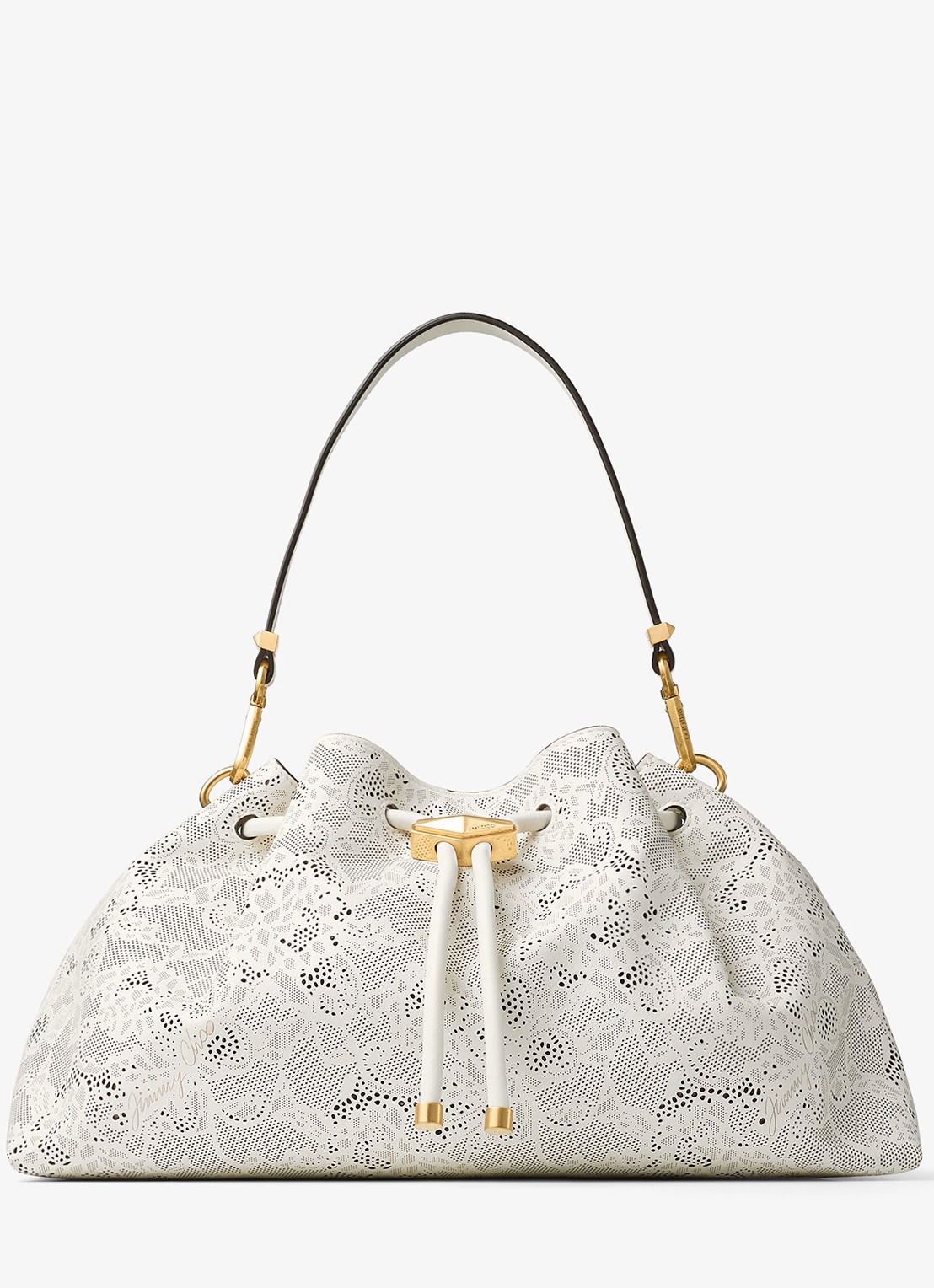 Jimmy Choo Cinch M schoudertas van kalfsleer - voorkant 4 wit