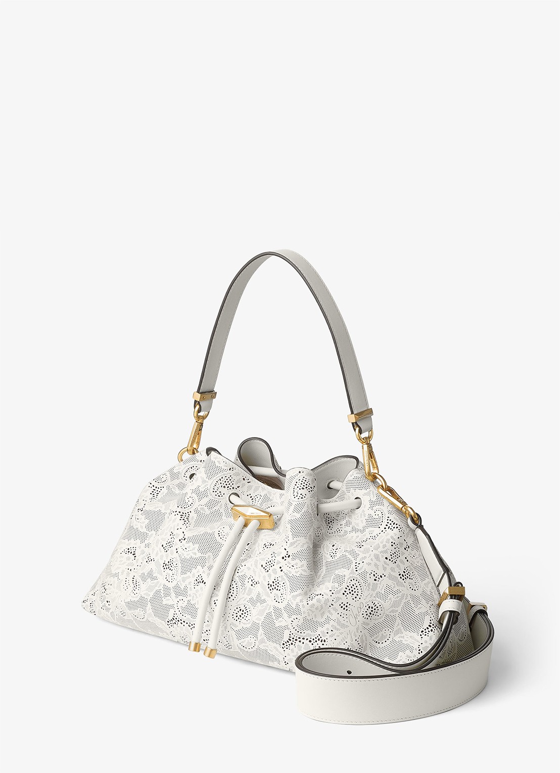 Jimmy Choo Cinch M schoudertas van kalfsleer - voorkant 5 wit