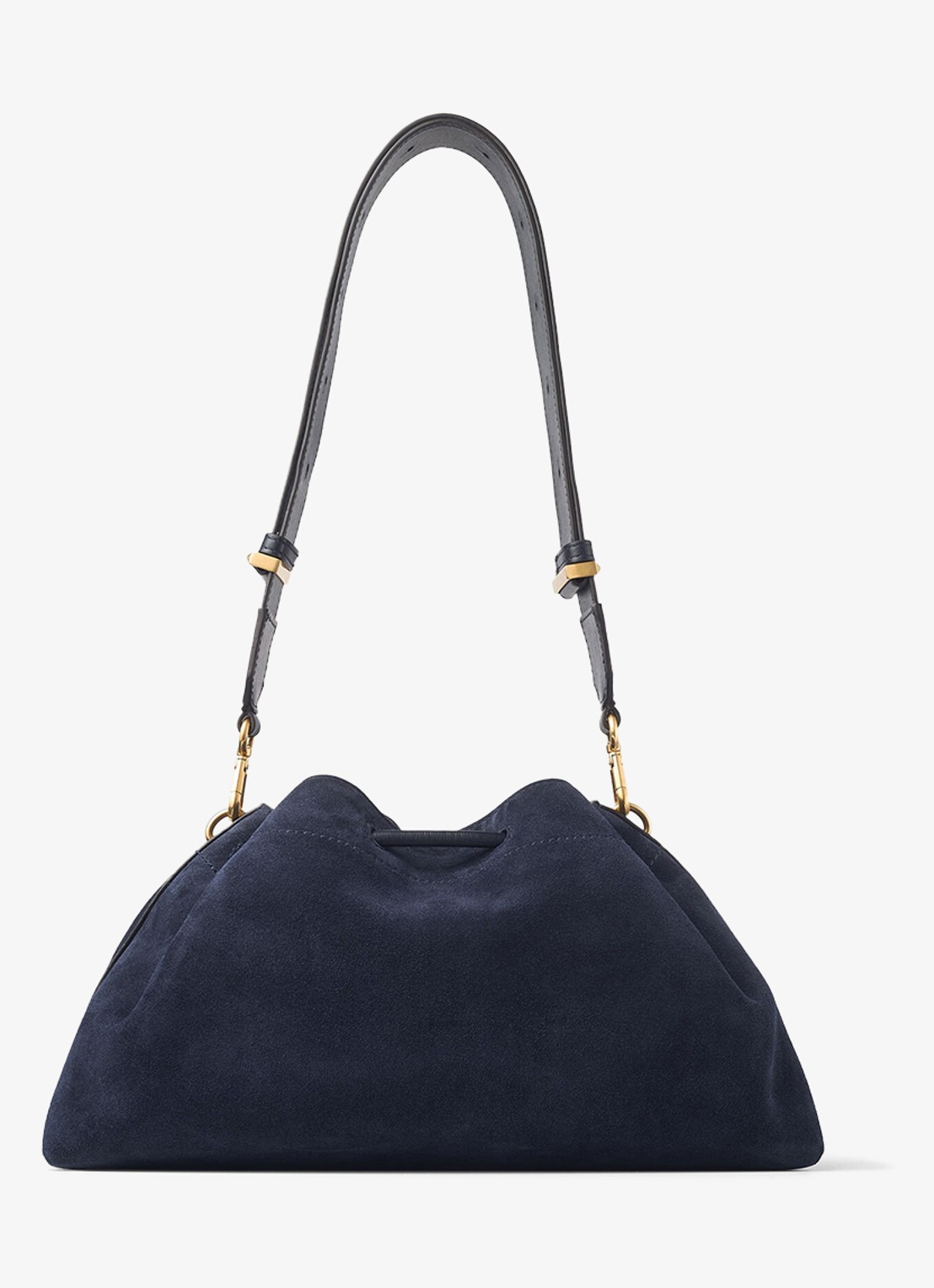Jimmy Choo Cinch M schoudertas van kalfssuède met afneembare schouderriem - achterkant donkerblauw