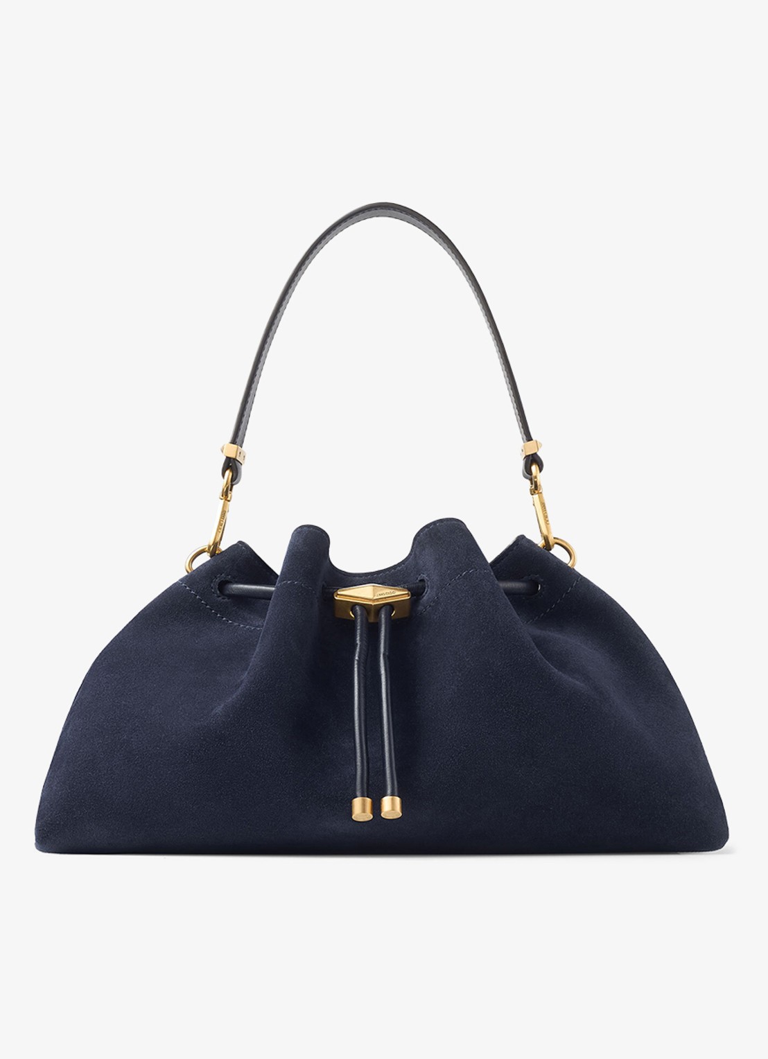 Jimmy Choo Cinch M schoudertas van kalfssuède met afneembare schouderriem - voorkant 4 donkerblauw