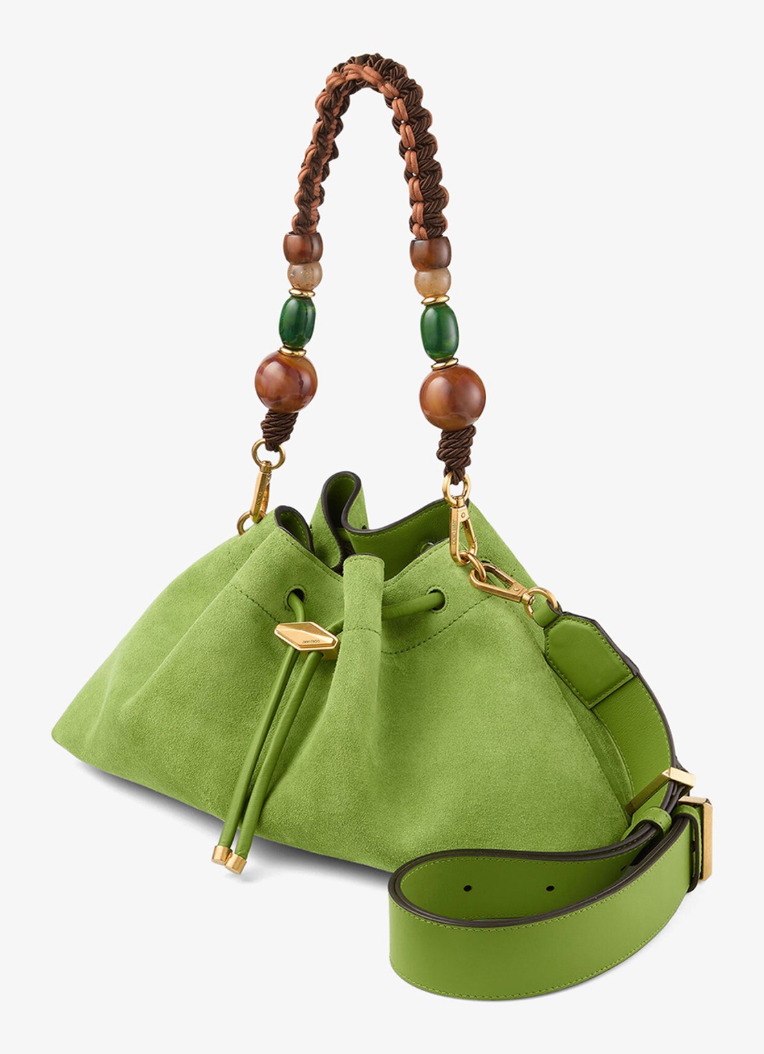 Jimmy Choo Cinch M schoudertas van kalfssuède - detail groen