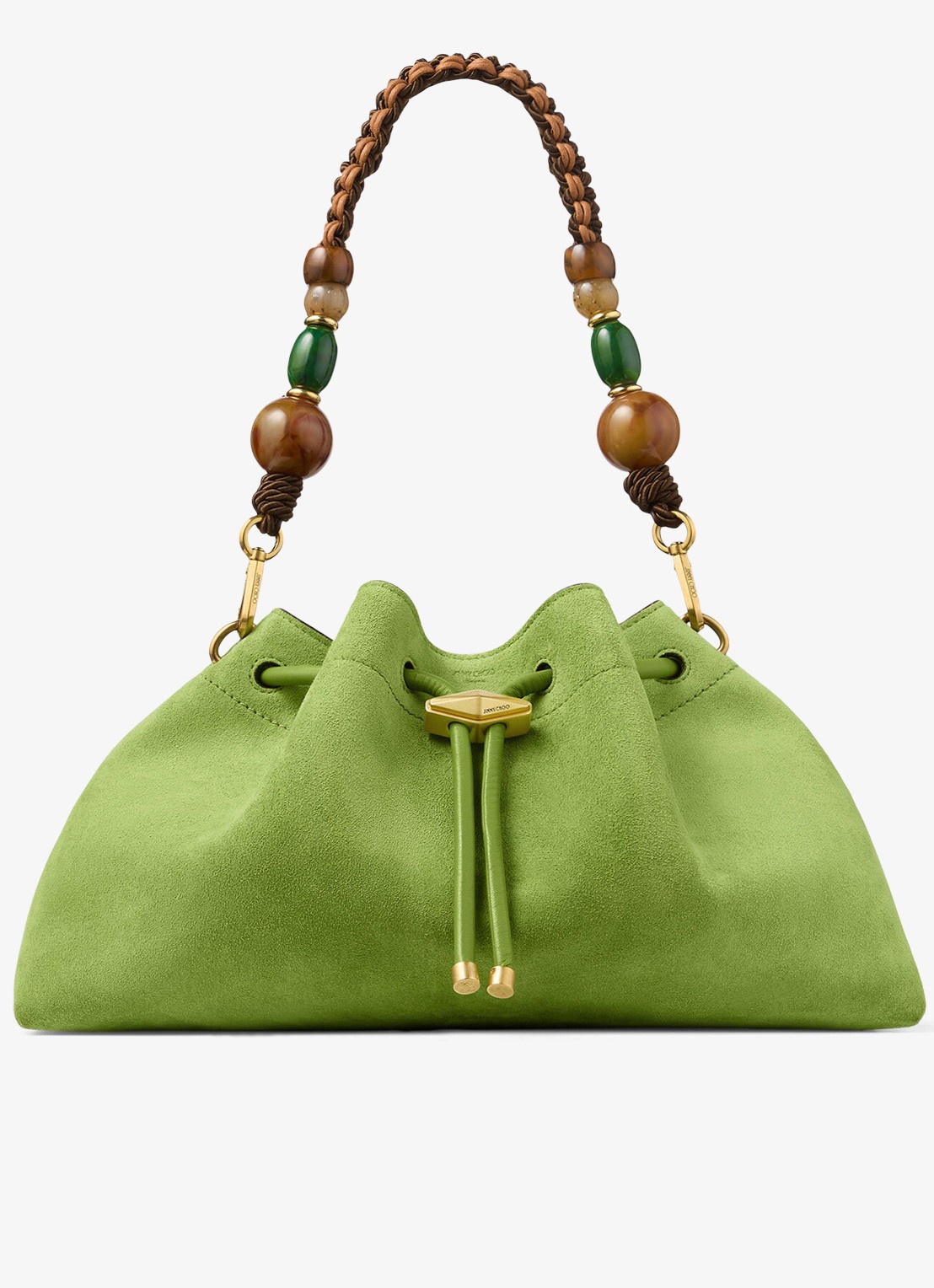 Jimmy Choo Cinch M schoudertas van kalfssuède - voorkant 7 groen