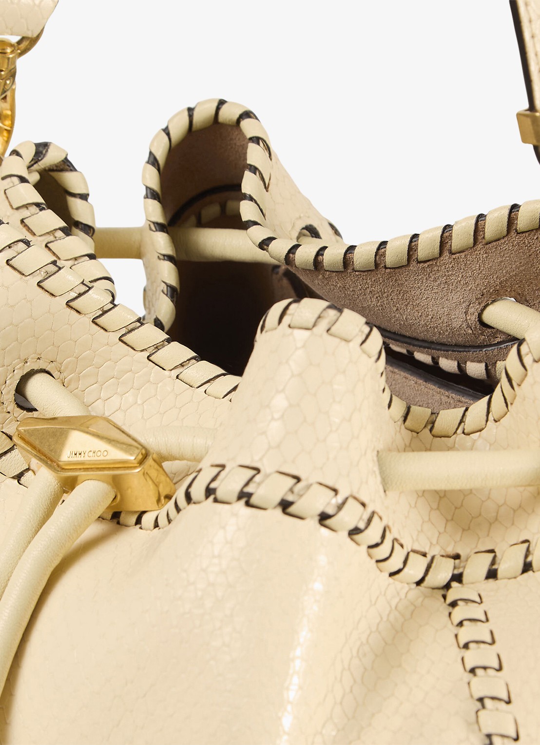 Jimmy Choo Cinch M schoudertas van leer - detail 4 creme