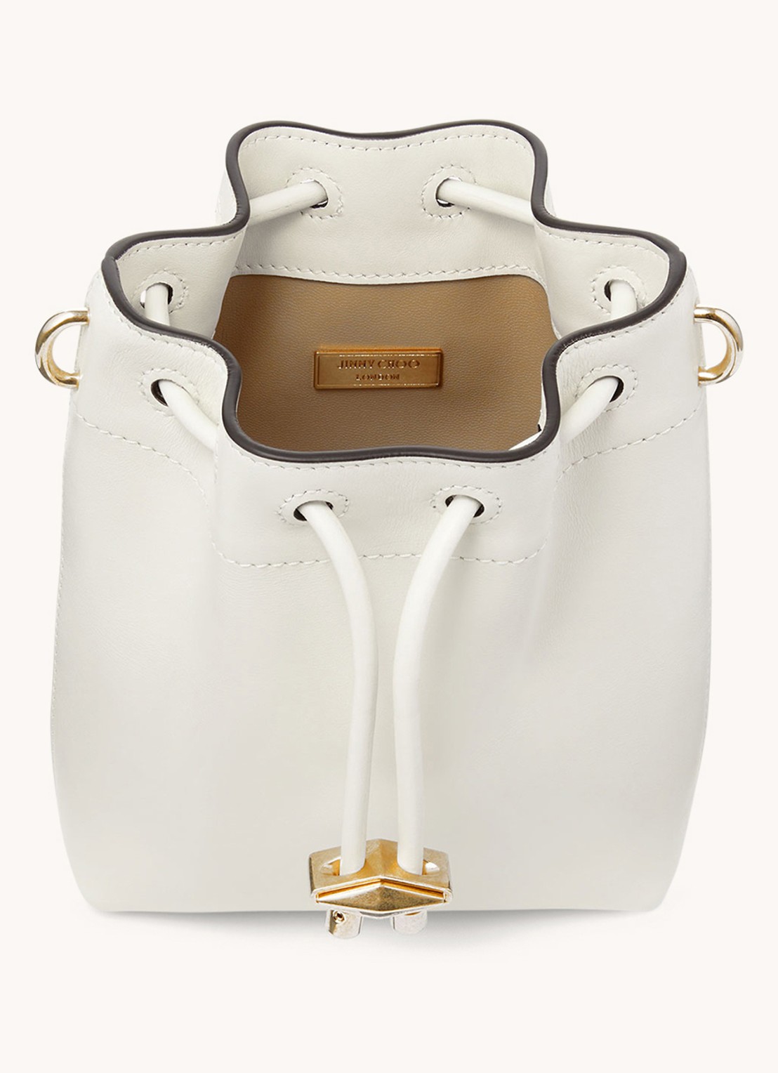 Jimmy Choo Cinch Mini crossbodytas van kalfsleer - detail gebroken wit