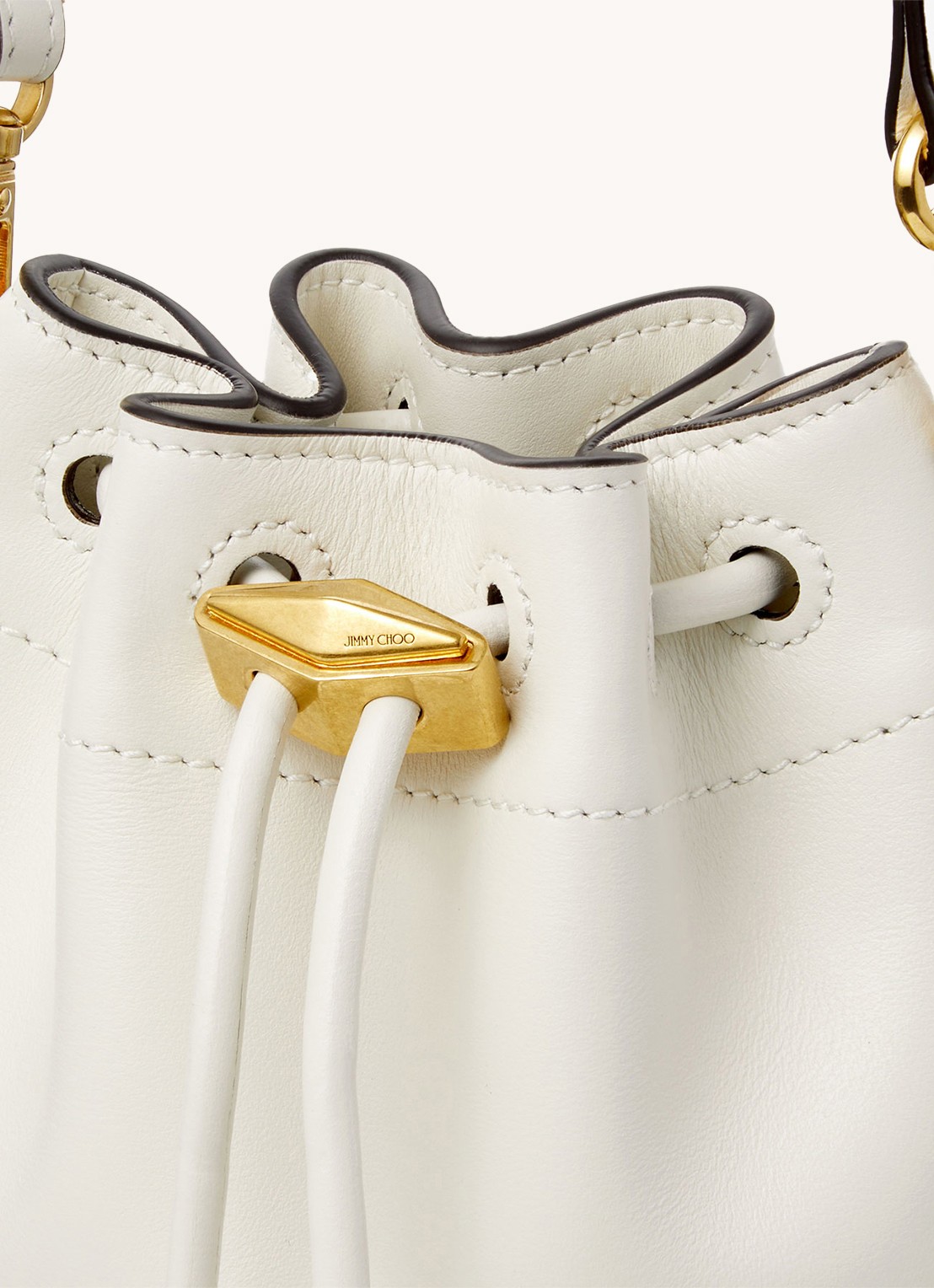 Jimmy Choo Cinch Mini crossbodytas van kalfsleer - detail 2 gebroken wit