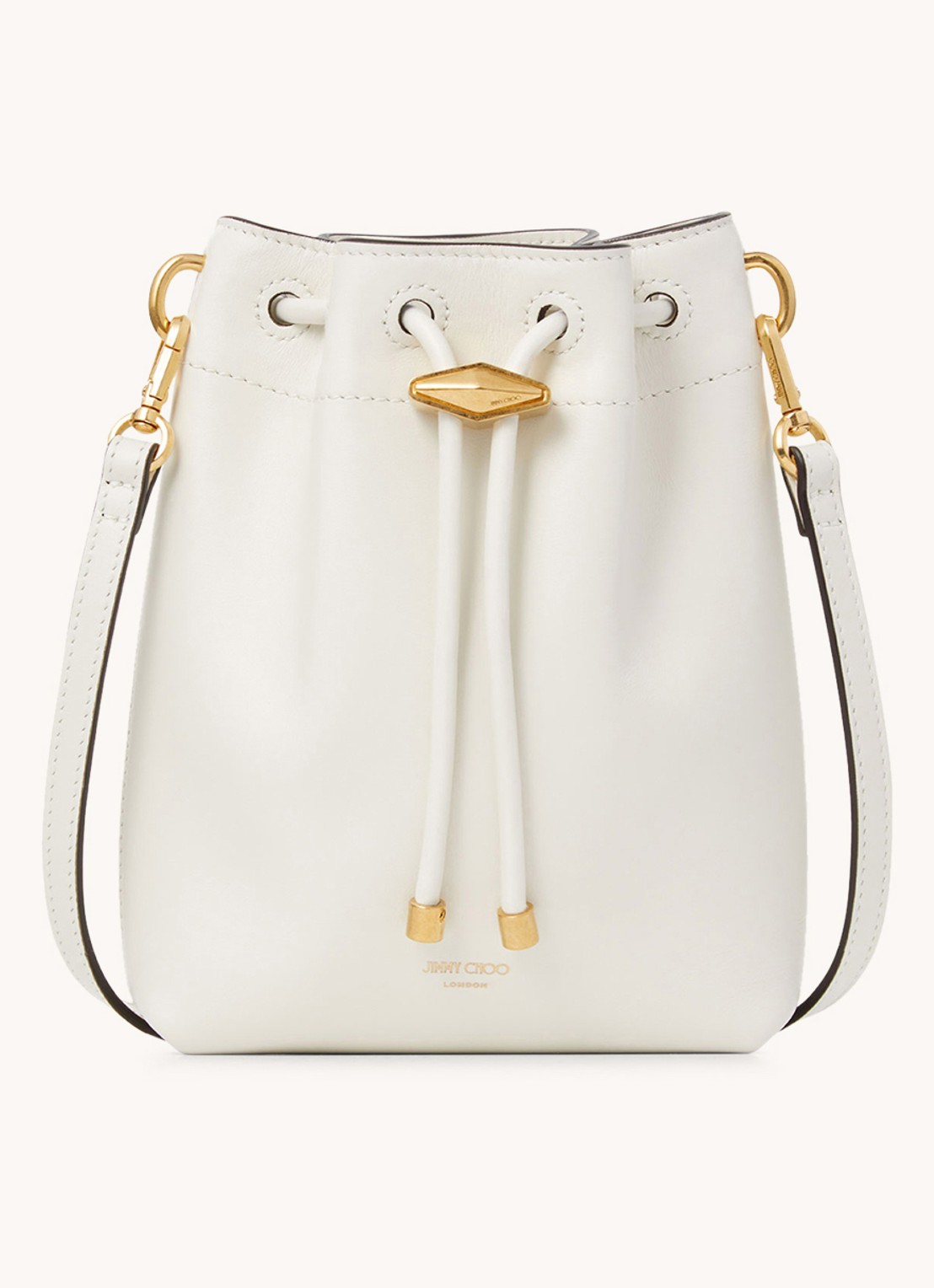 Jimmy Choo Cinch Mini crossbodytas van kalfsleer - voorkant 4 gebroken wit