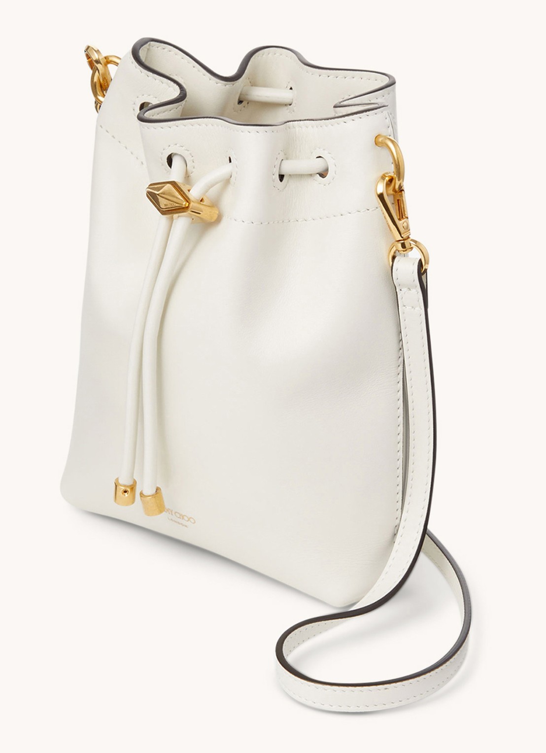 Jimmy Choo Cinch Mini crossbodytas van kalfsleer - voorkant 5 gebroken wit