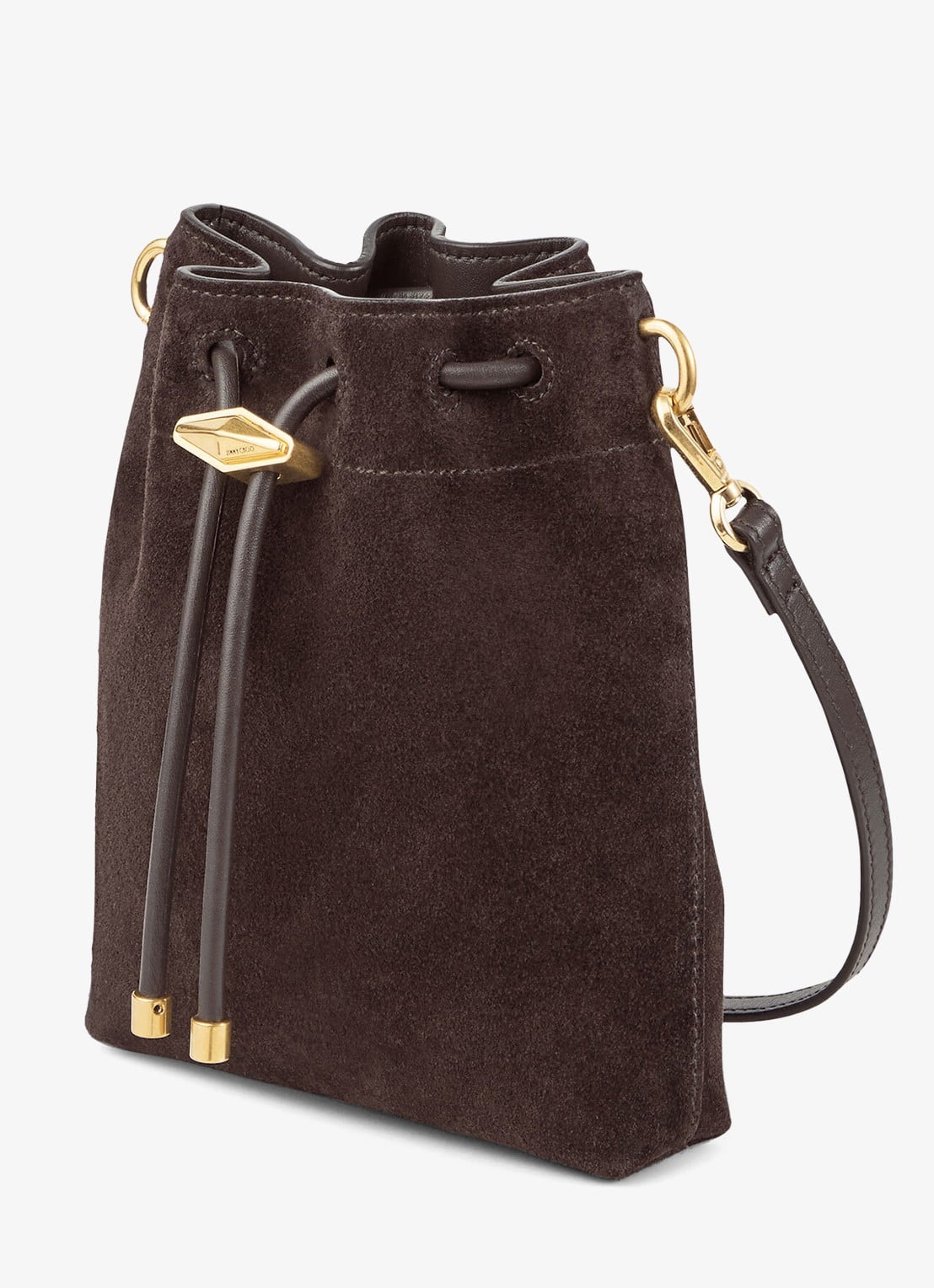 Jimmy Choo Cinch Mini handtas van kalfssuède - voorkant 5 donkerbruin