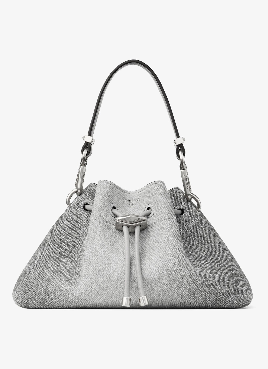 Jimmy Choo Cinch S schoudertas van suède - voorkant grijs