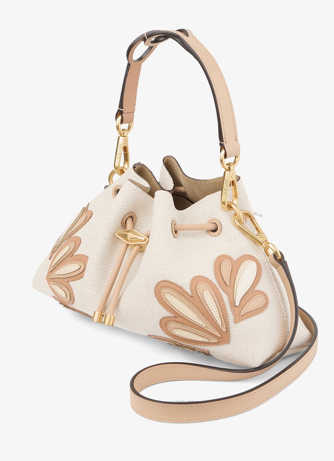 Jimmy Choo Cinch Small schoudertas met kalfsleren details - voorkant 6 beige