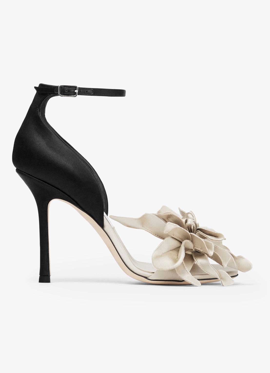 Jimmy Choo Coko 100 sandalette van satijn - voorkant 2 zwart