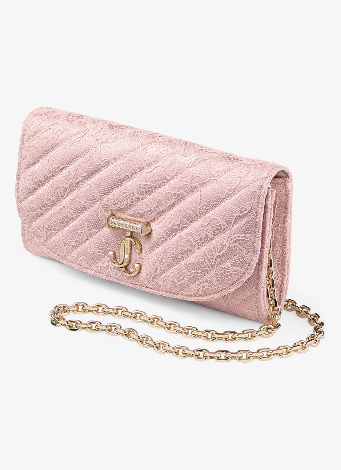 Jimmy Choo Crossbodytas met kant en afneembare schouderriem - voorkant 5 roze