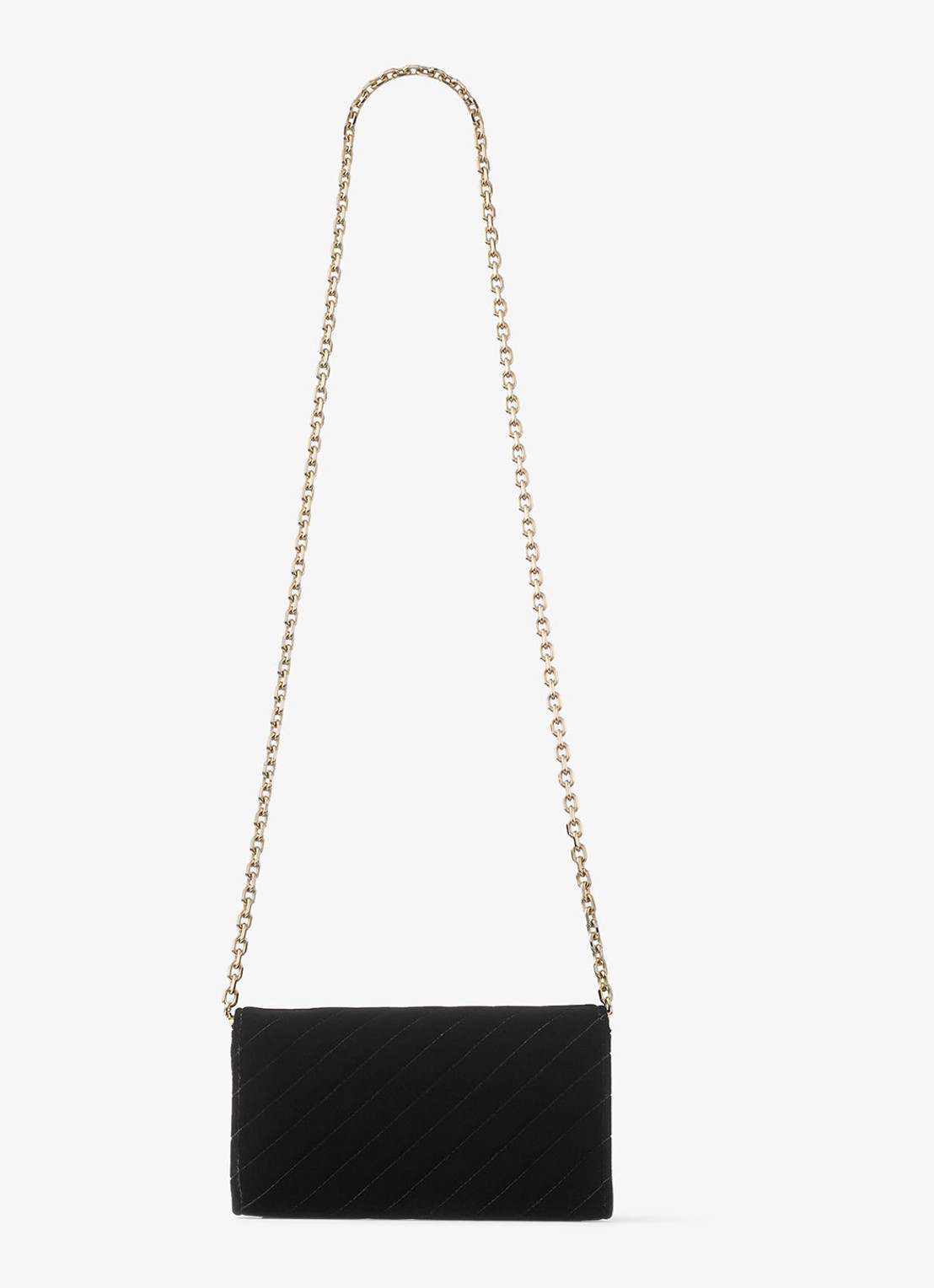 Jimmy Choo Curve clutch van fluweel met afneembare schouderriem - achterkant 5 zwart