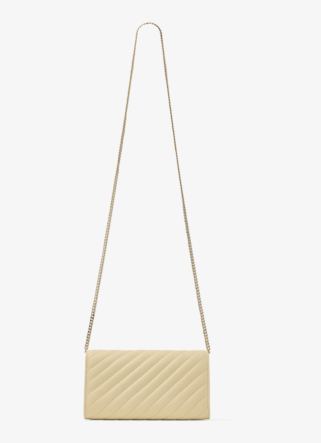 Jimmy Choo Curve clutch van lamsleer met afneembare schouderriem - detail 3 creme