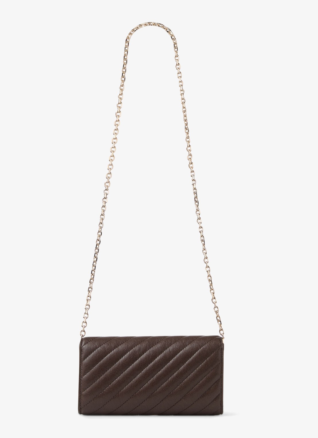 Jimmy Choo Curve clutch van lamsleer met afneembare schouderriem - achterkant donkerbruin