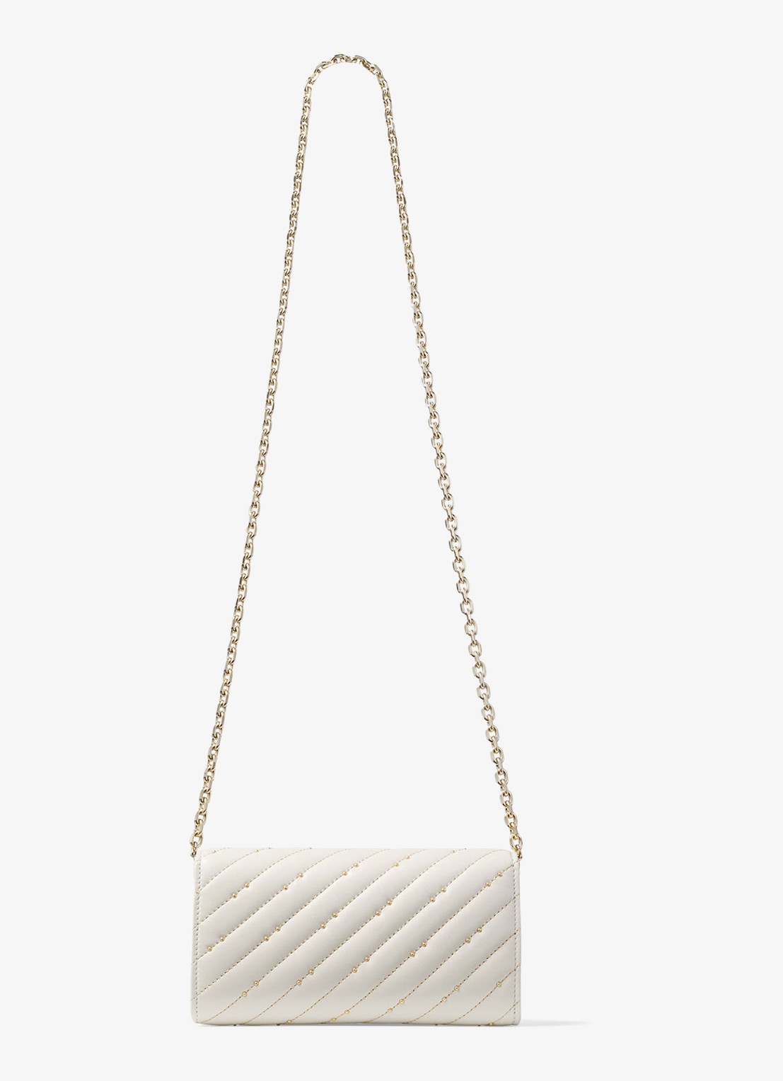 Jimmy Choo Curve clutch van lamsleer met afneembare schouderriem - achterkant gebroken wit