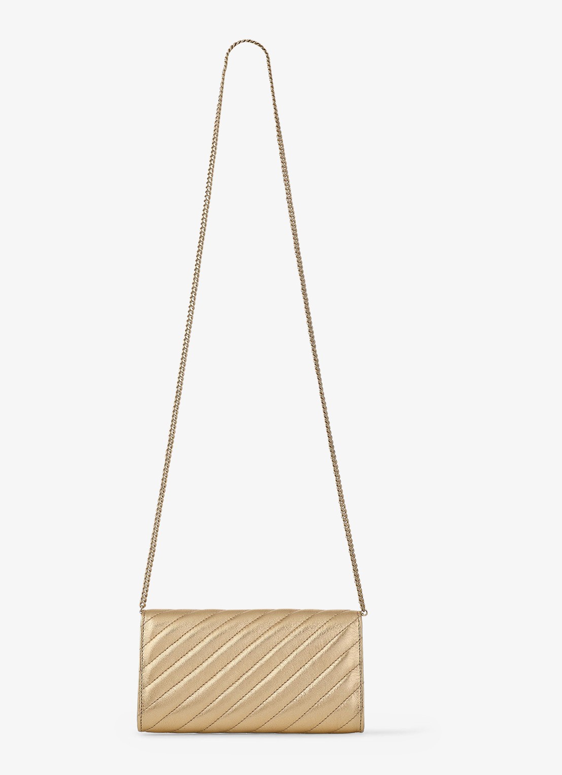 Jimmy Choo Curve clutch van lamsleer met metallic finish en afneembare schouderriem - detail 5 goud