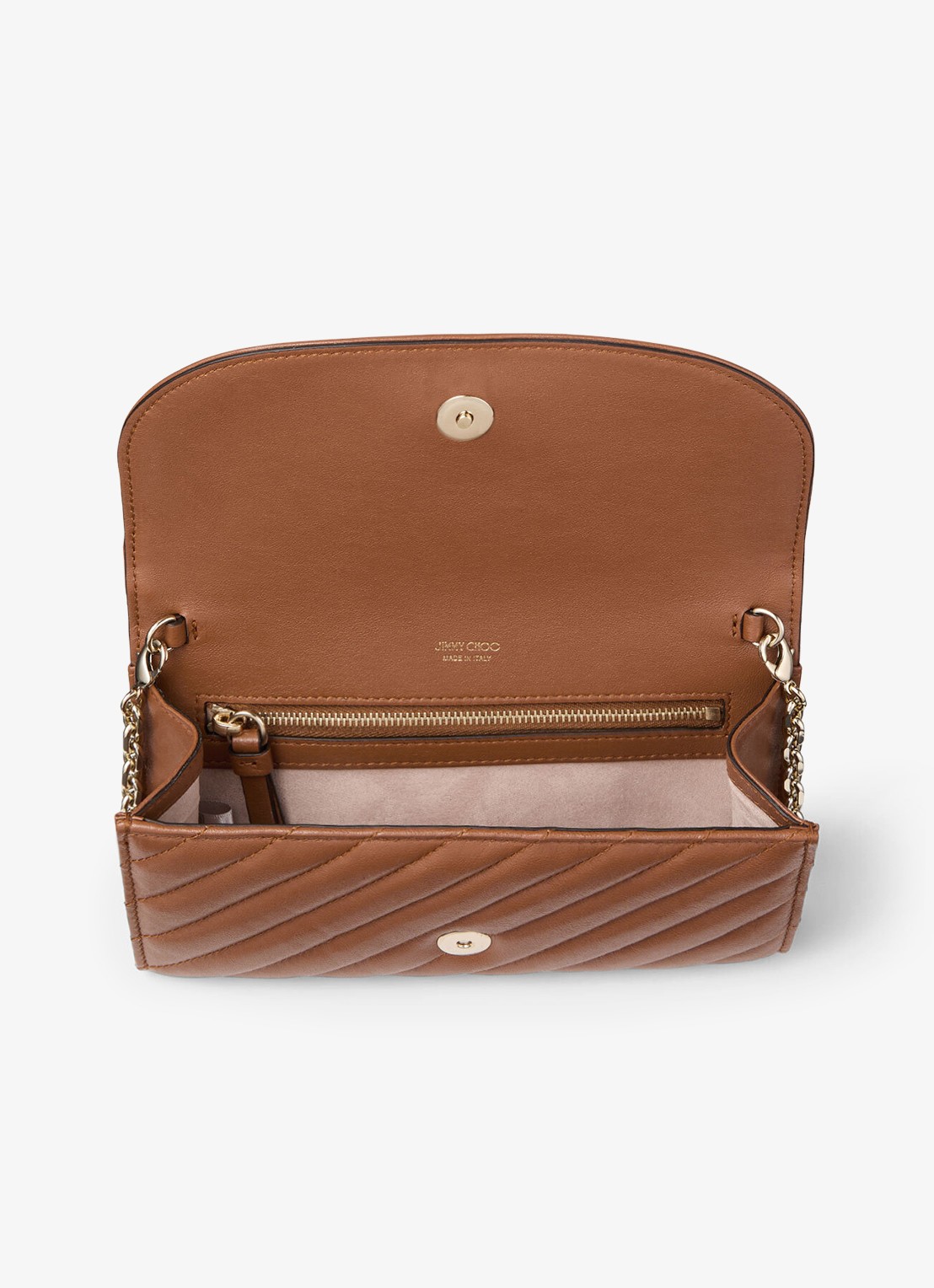 Jimmy Choo Curve clutch van schapenleer met afneembare schouderriem - detail 3 bruin