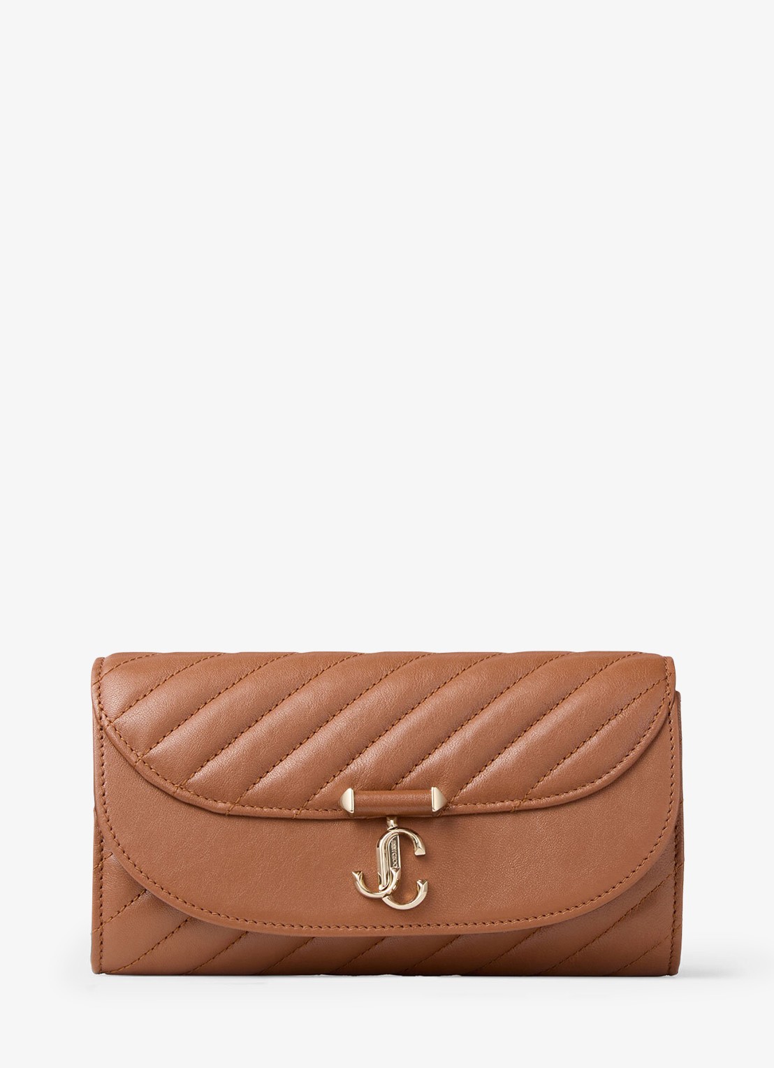 Jimmy Choo Curve clutch van schapenleer met afneembare schouderriem - voorkant 5 bruin