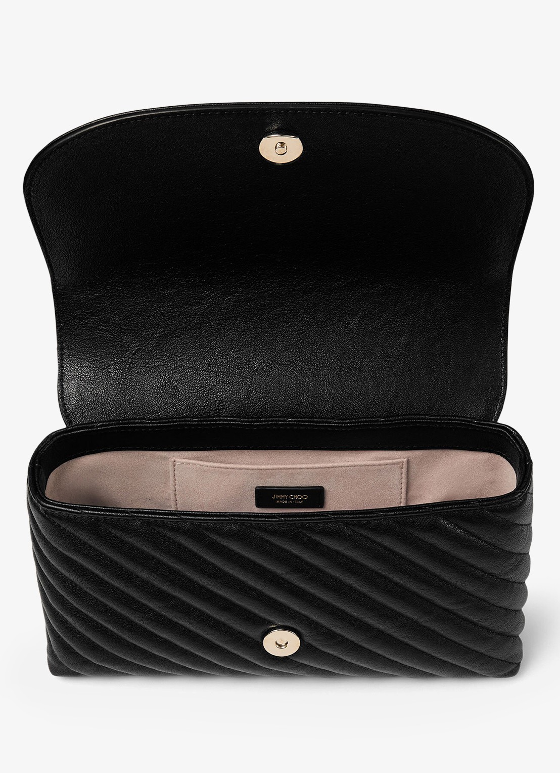 Jimmy Choo Curve M crossbodytas van lamsleer - detail zwart
