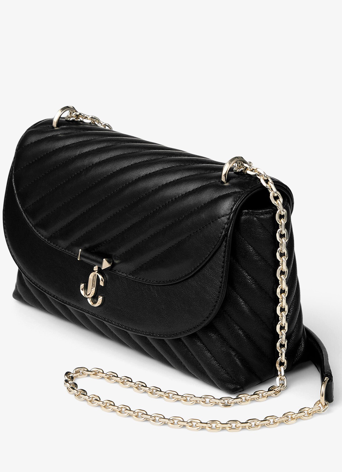 Jimmy Choo Curve M crossbodytas van lamsleer - voorkant 4 zwart