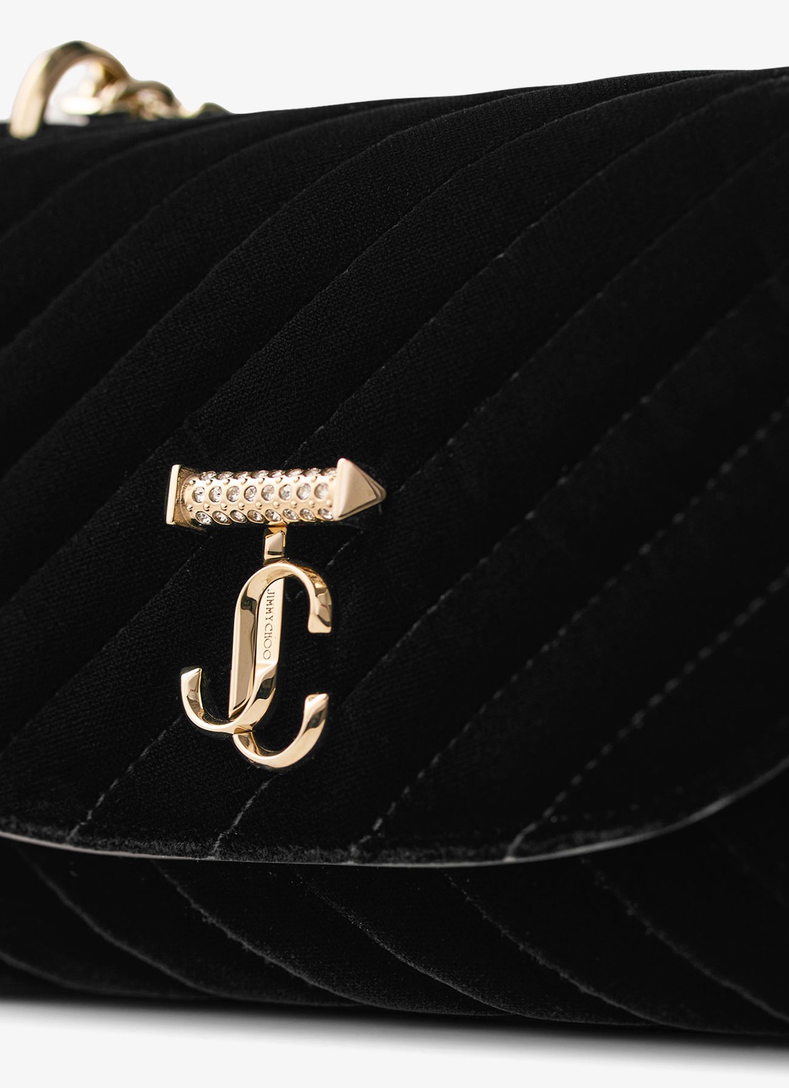 Jimmy Choo Curve S crossbodytas van fluweel - detail 3 zwart