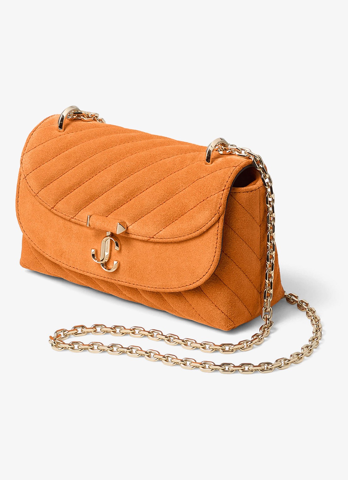 Jimmy Choo Curve S crossbodytas van kalfssuède - detail oranje