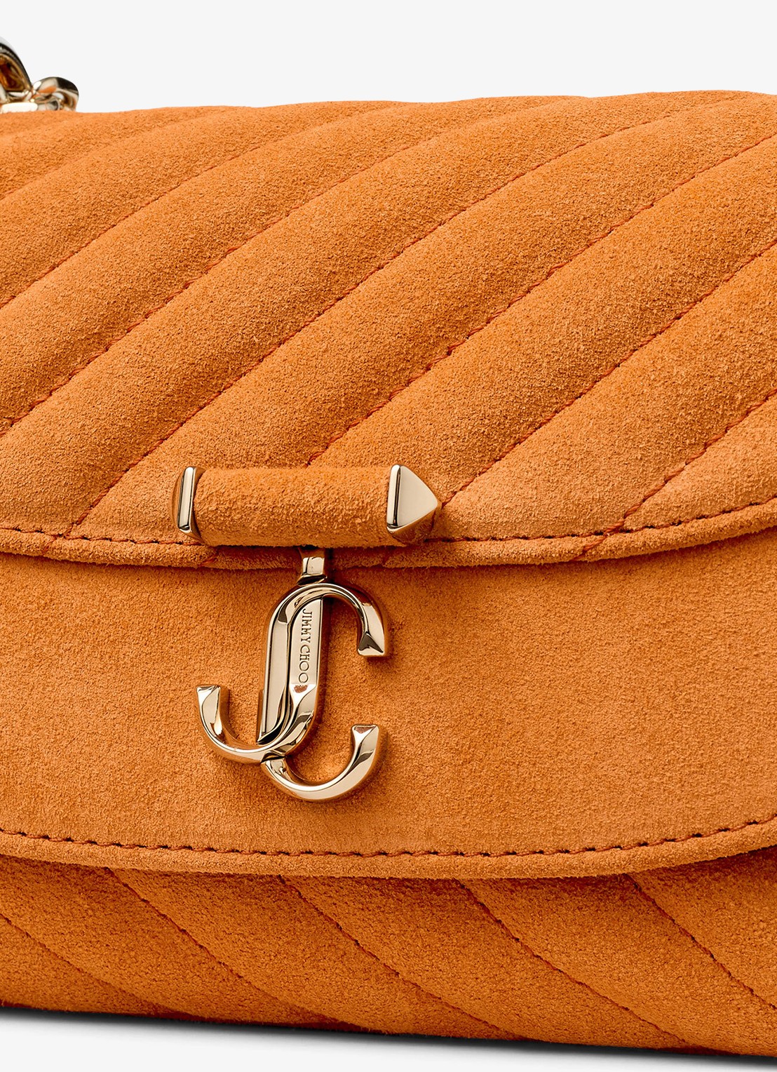 Jimmy Choo Curve S crossbodytas van kalfssuède - detail 3 oranje
