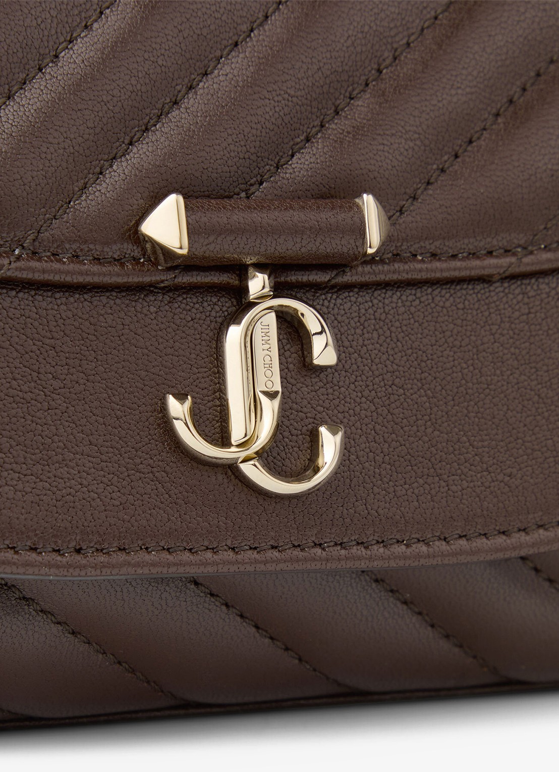 Jimmy Choo Curve S schoudertas van lamsleer - detail 5 donkerbruin