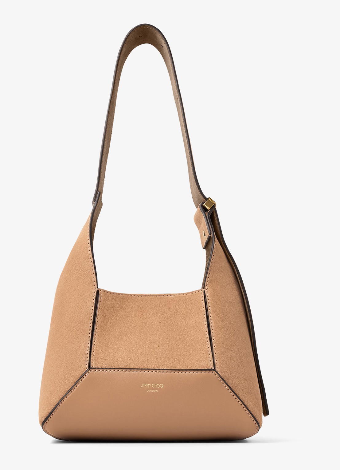 Jimmy Choo Diamond Hobo/M schoudertas van kalfssuède - voorkant lichtbruin