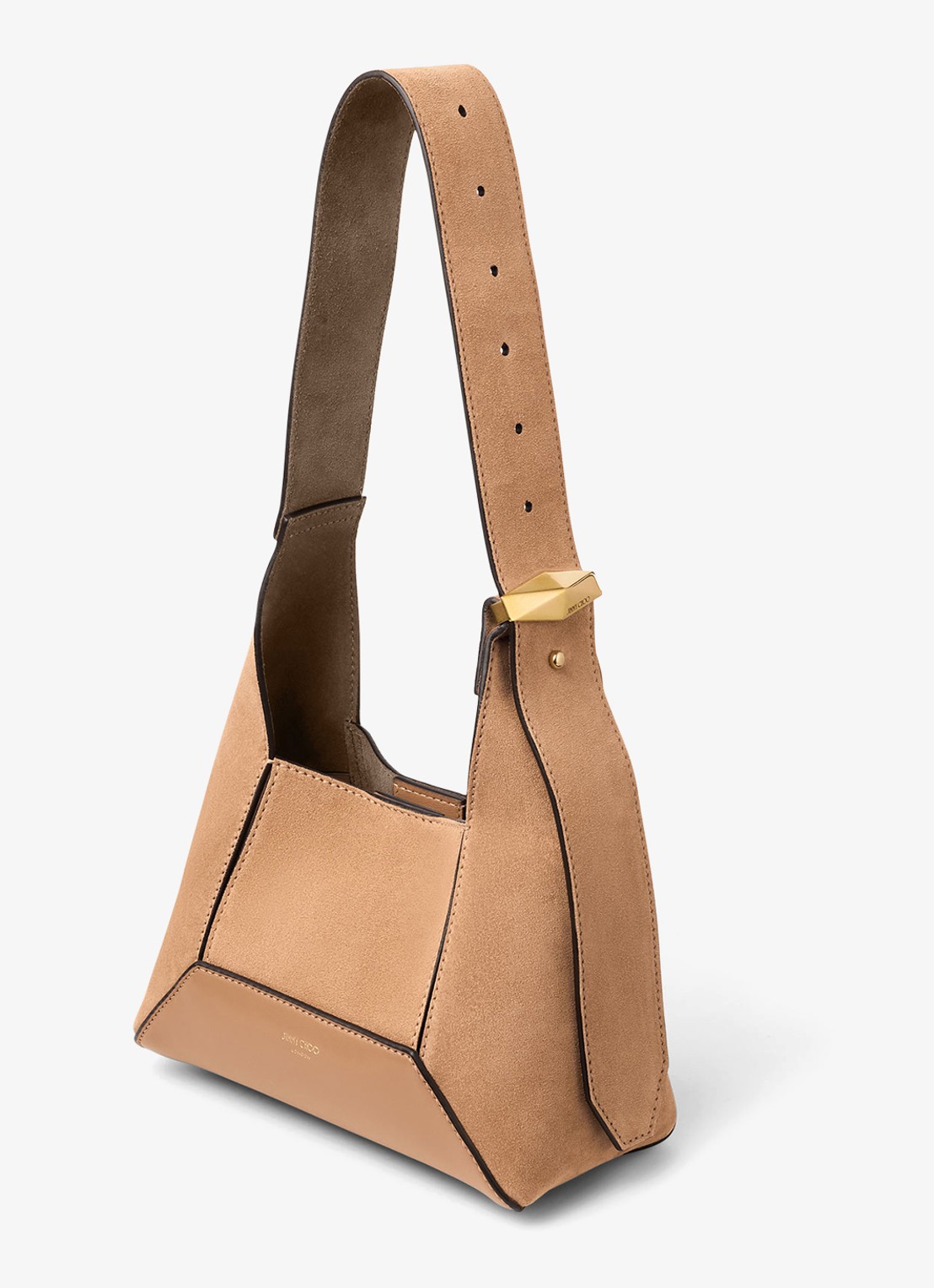 Jimmy Choo Diamond Hobo/M schoudertas van kalfssuède - voorkant 2 lichtbruin