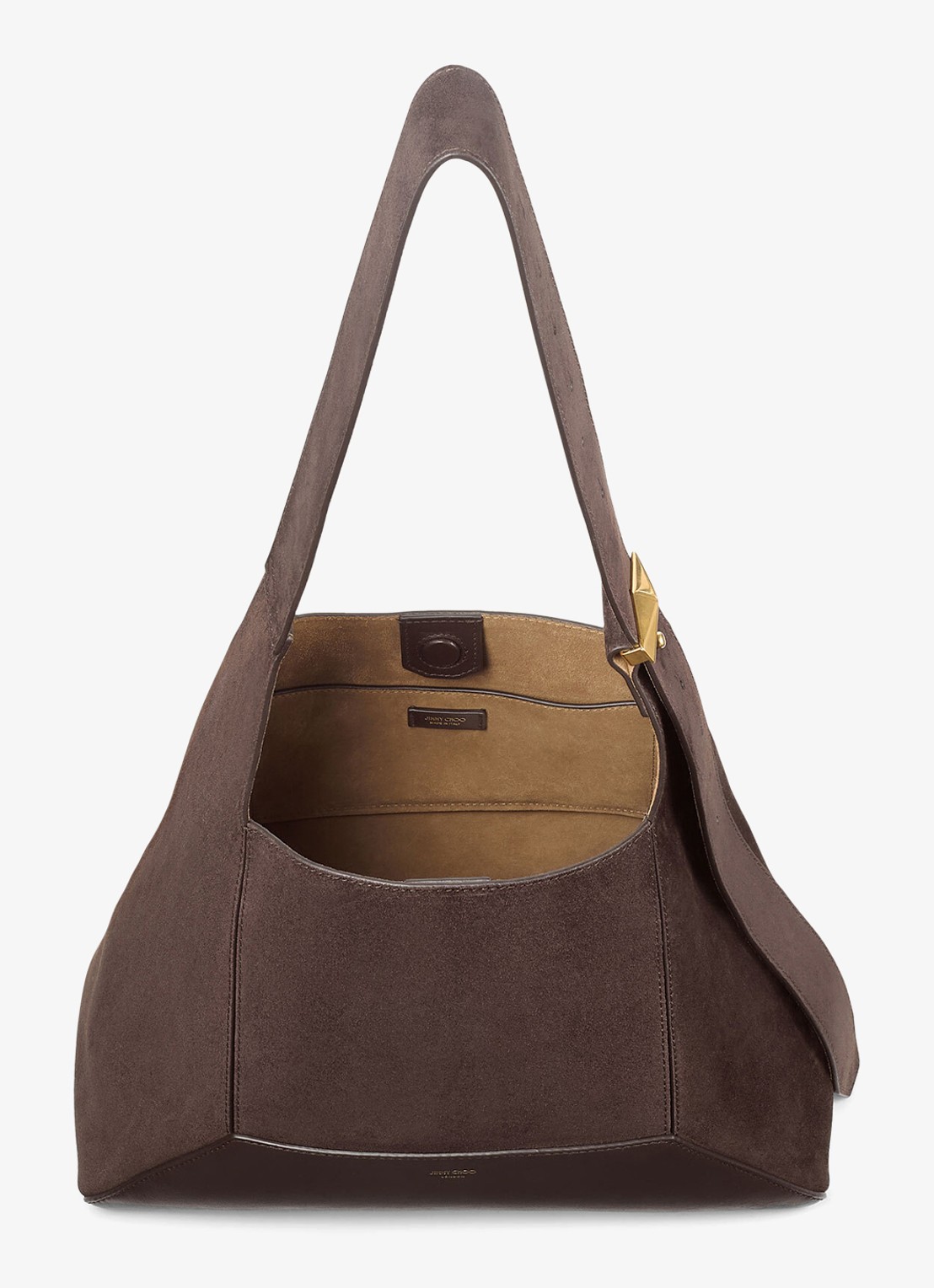 Jimmy Choo Diamond Hobo/M schoudertas van suède met leren details - detail 4 donkerbruin