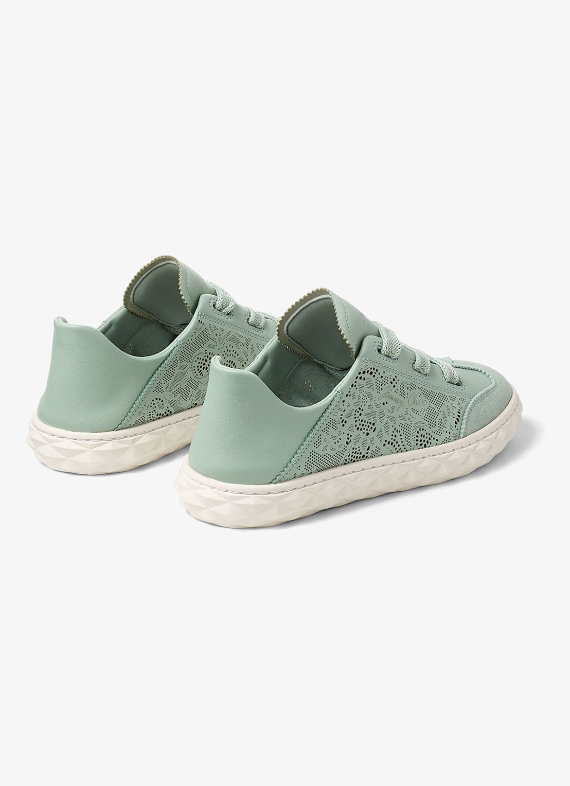 Jimmy Choo Diamond Light Flex/F sneaker van lamsleer met opengewerkt dessin - achterkant 4 mint