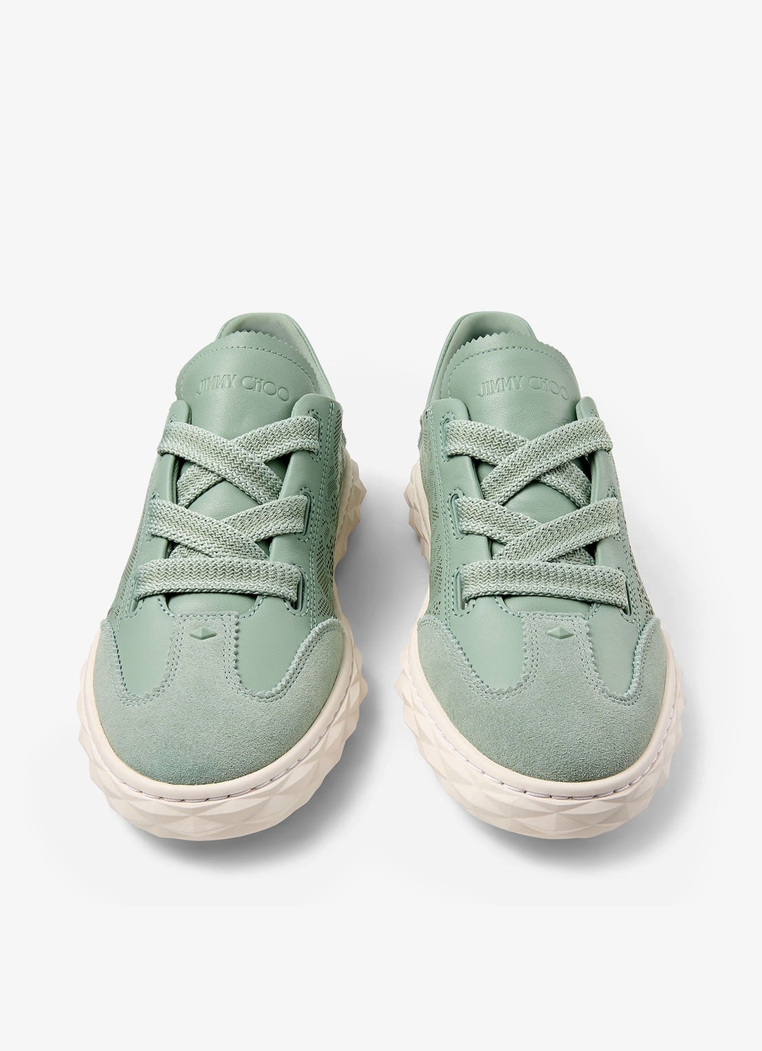 Jimmy Choo Diamond Light Flex/F sneaker van lamsleer met opengewerkt dessin - detail 2 mint