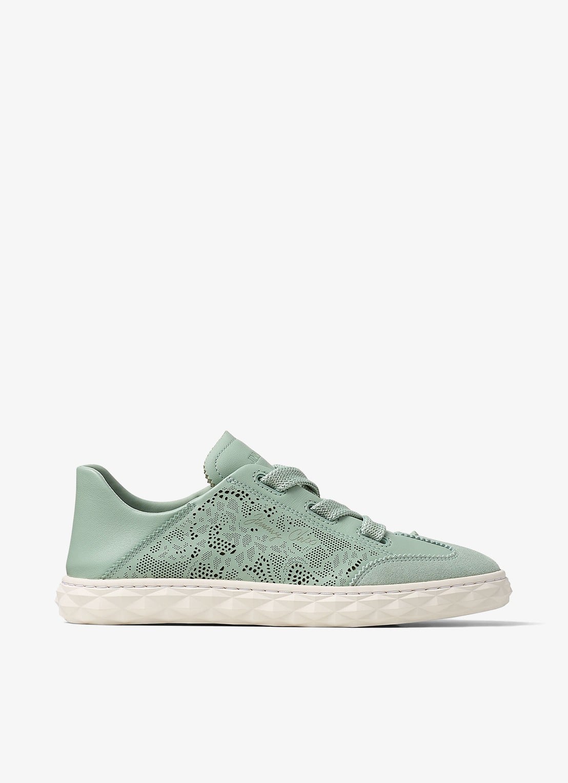 Jimmy Choo Diamond Light Flex/F sneaker van lamsleer met opengewerkt dessin - voorkant 5 mint