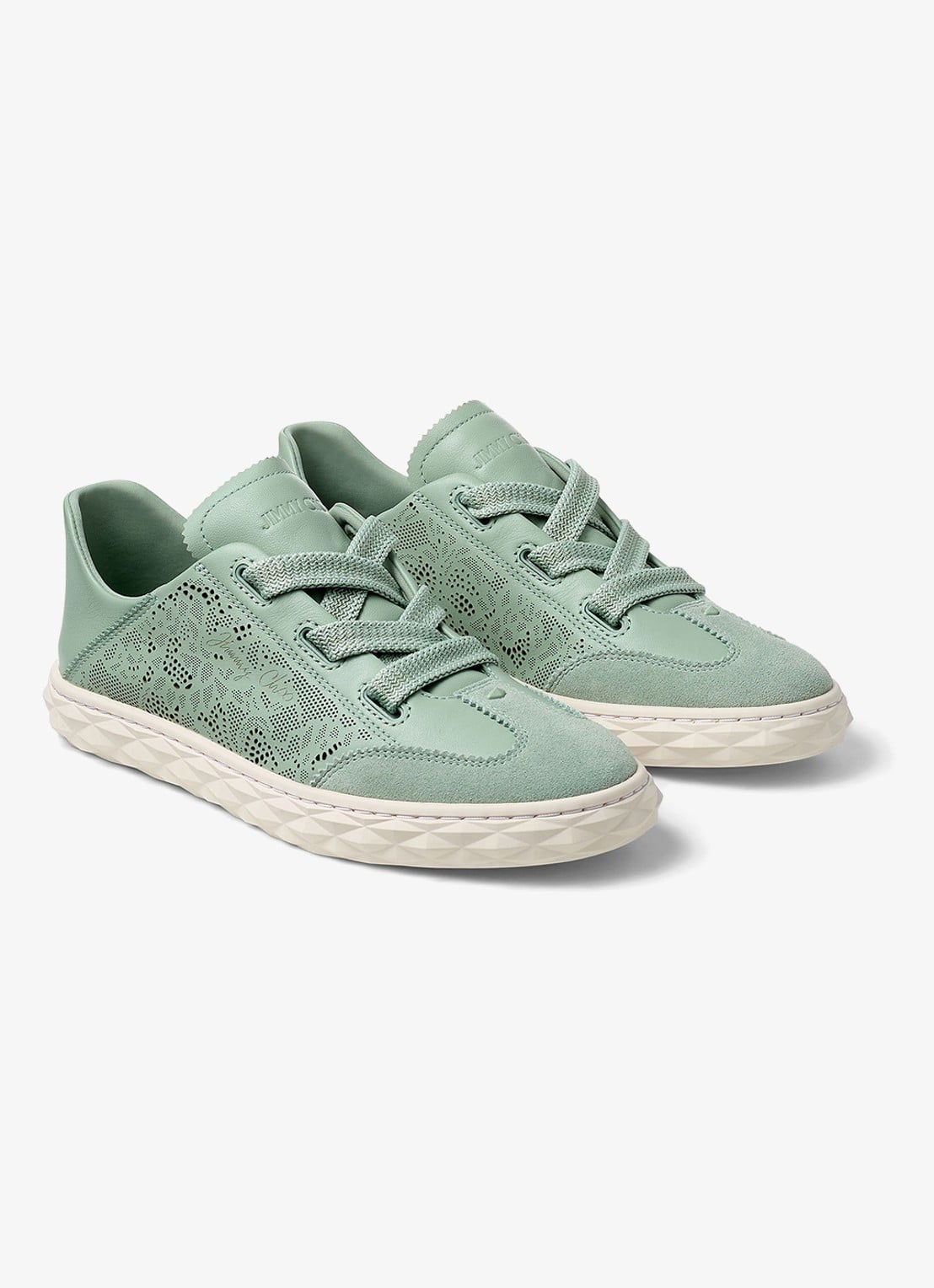 Jimmy Choo Diamond Light Flex/F sneaker van lamsleer met opengewerkt dessin - voorkant 6 mint