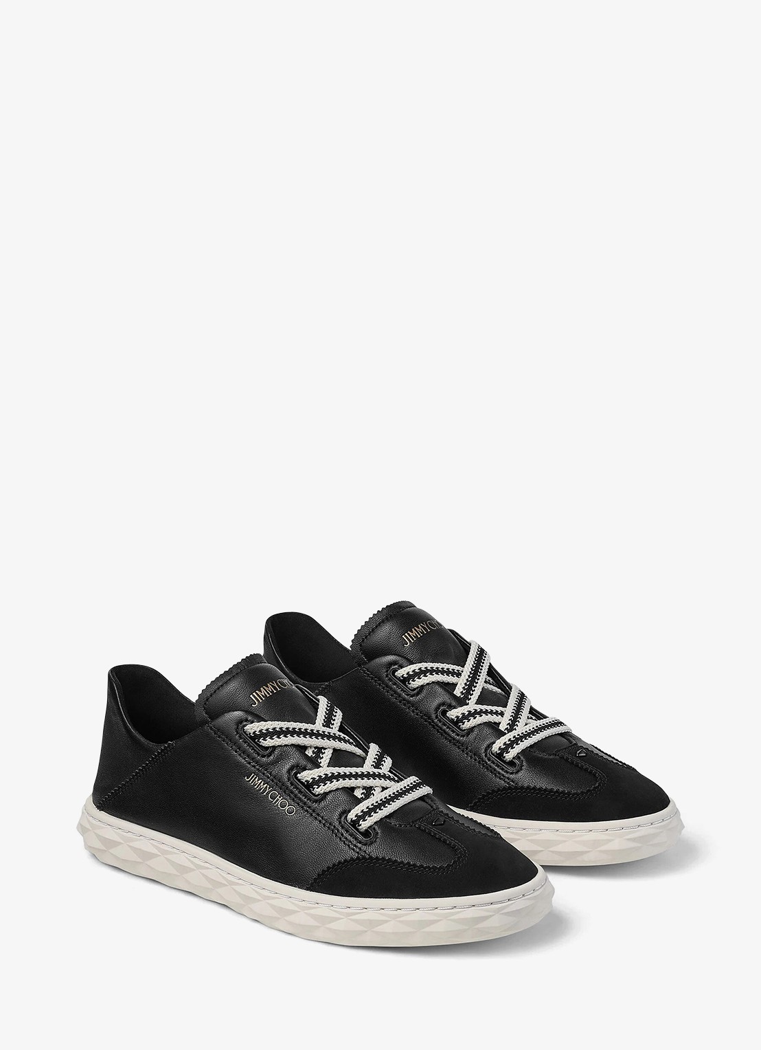 Jimmy Choo Diamond Light Flex/F sneaker van lamsleer met suède details - detail 4 zwart