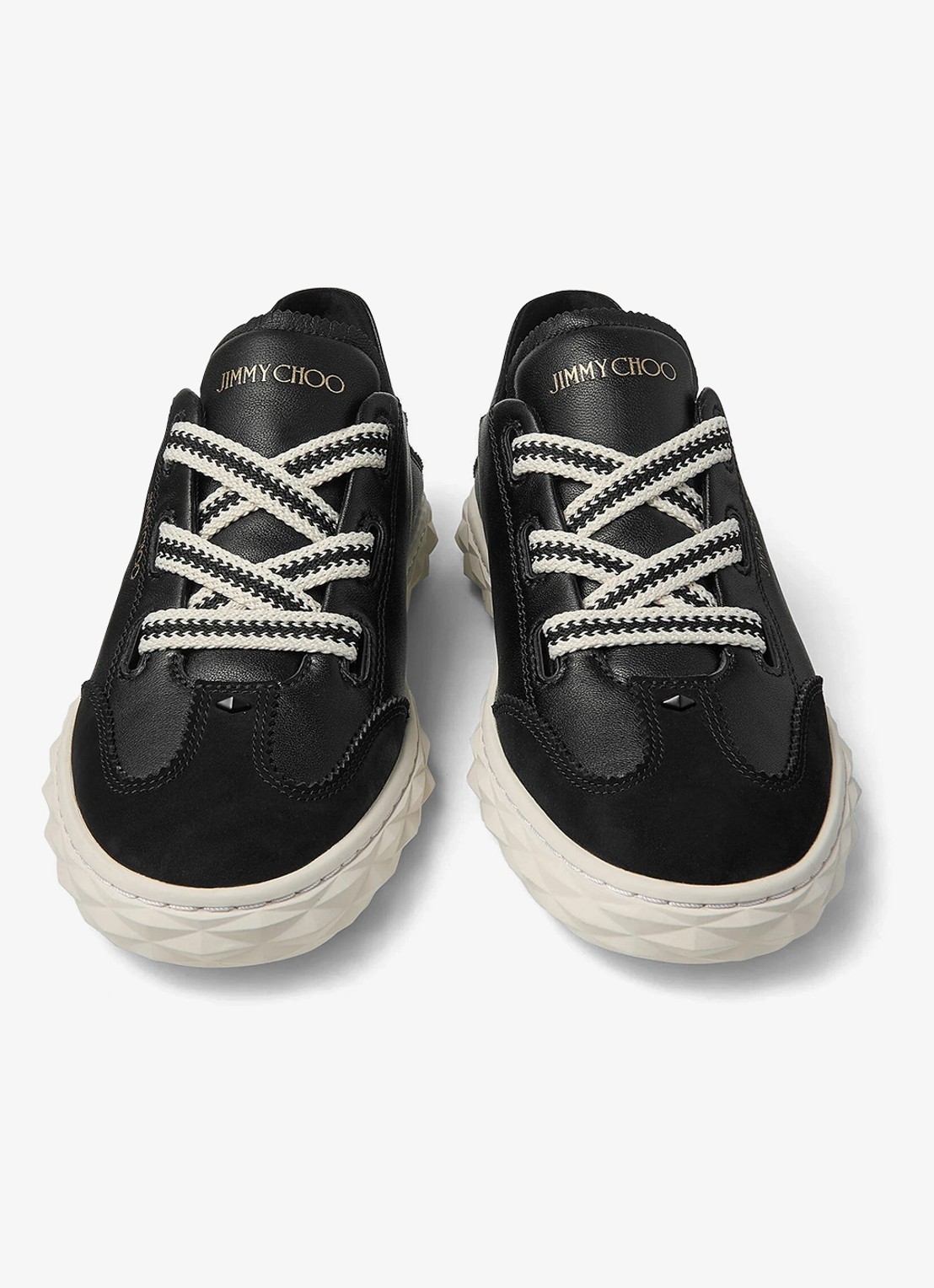 Jimmy Choo Diamond Light Flex/F sneaker van lamsleer met suède details - detail 5 zwart