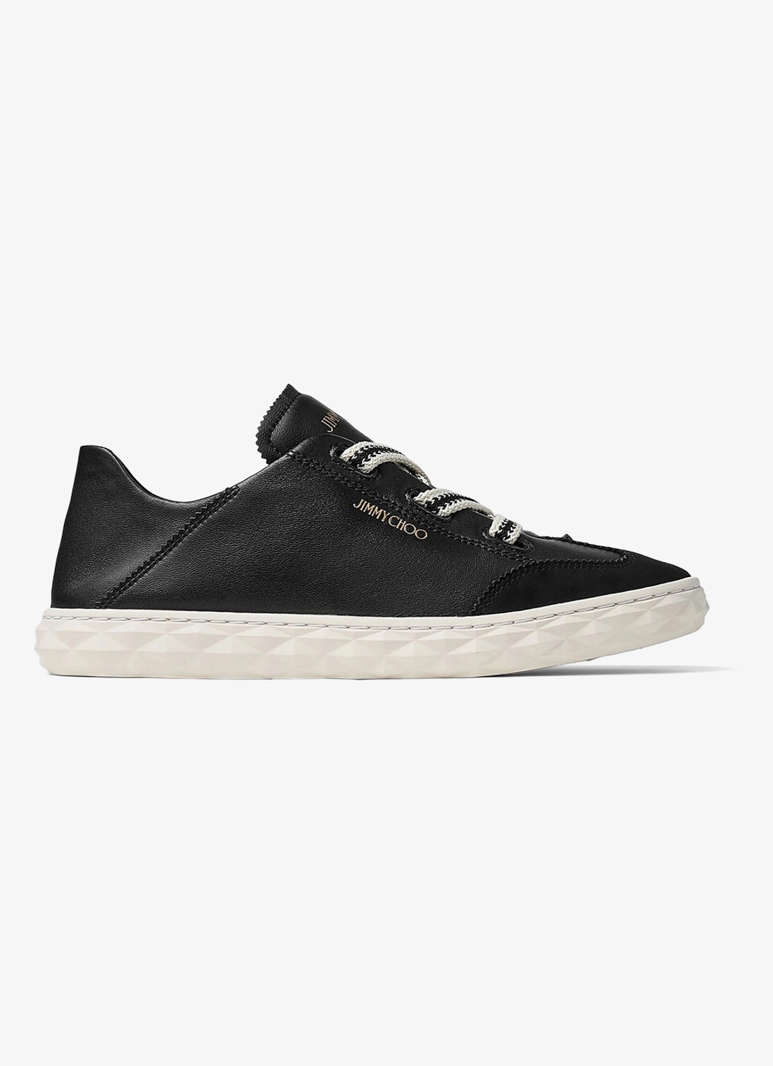 Jimmy Choo Diamond Light Flex/F sneaker van lamsleer met suède details - voorkant zwart